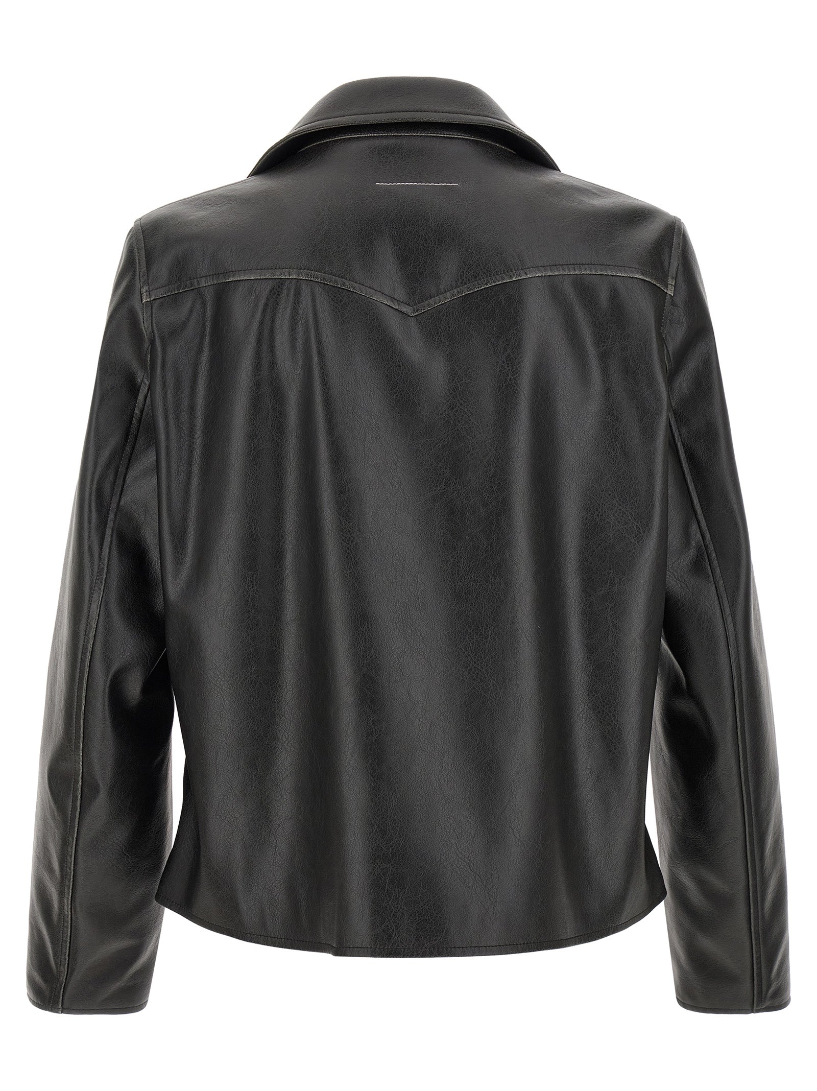MM6 Maison Margiela Black Polyester Leather Men's Jacket