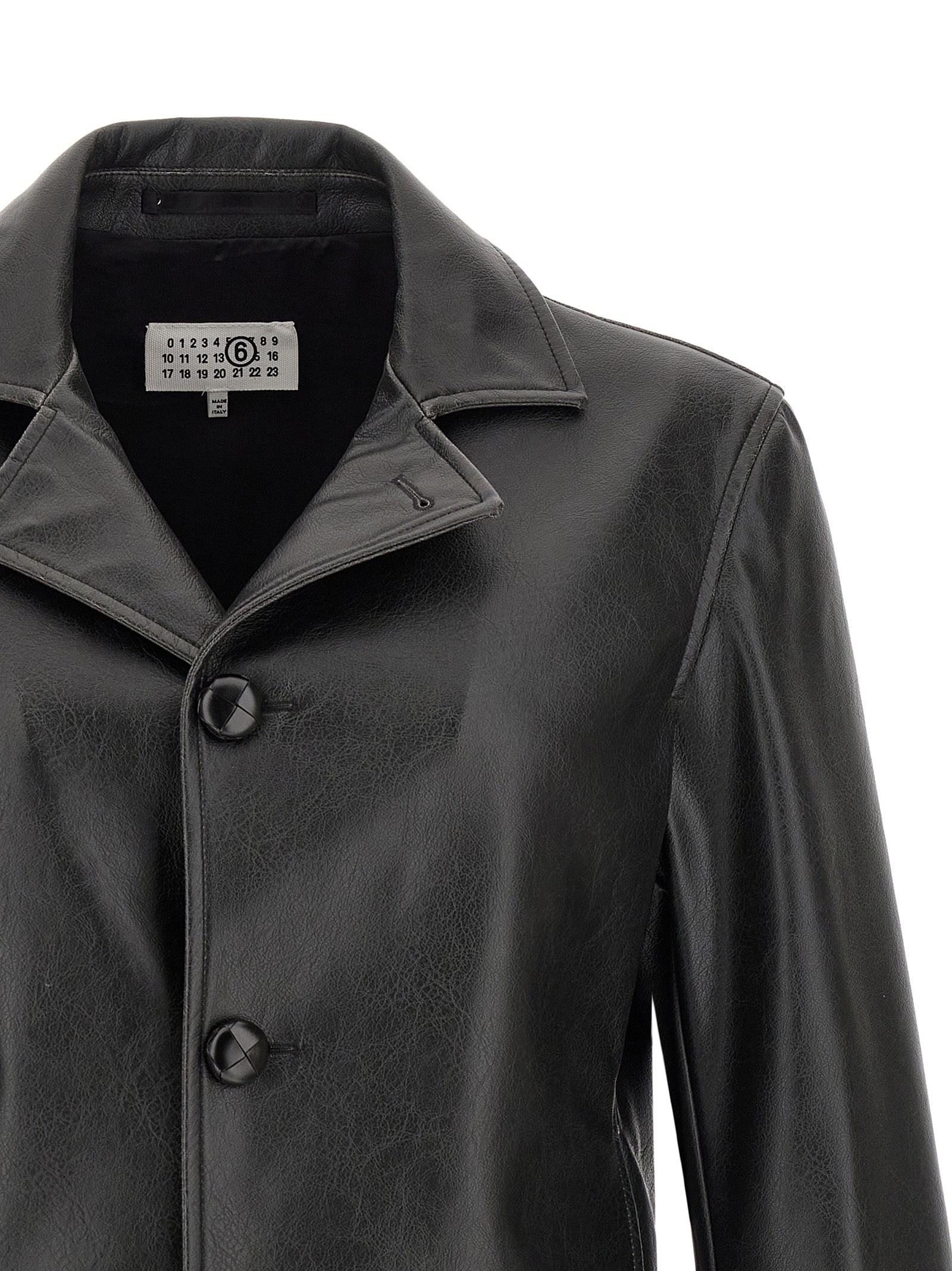 MM6 Maison Margiela Black Polyester Leather Men's Jacket