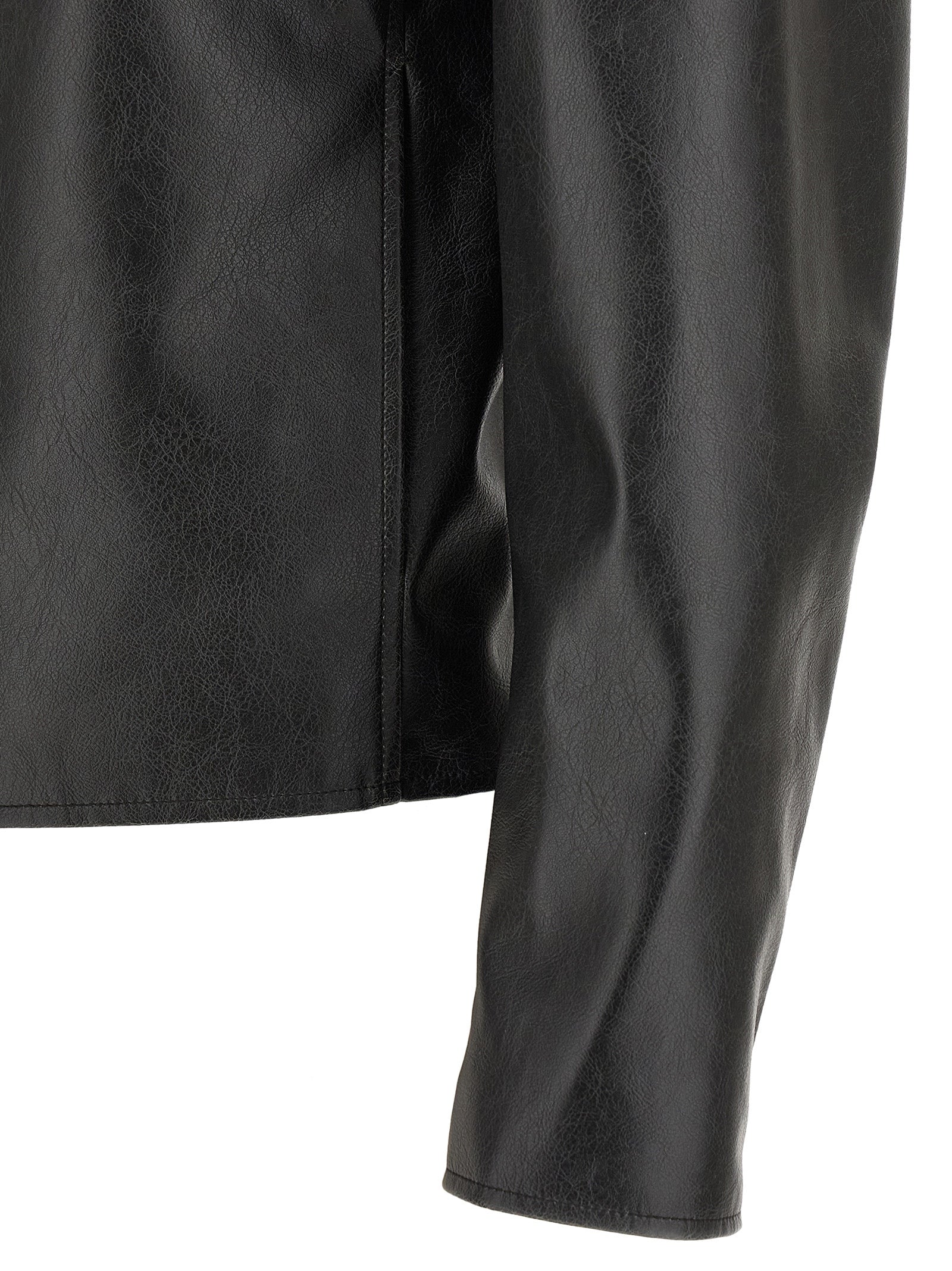MM6 Maison Margiela Black Polyester Leather Men's Jacket