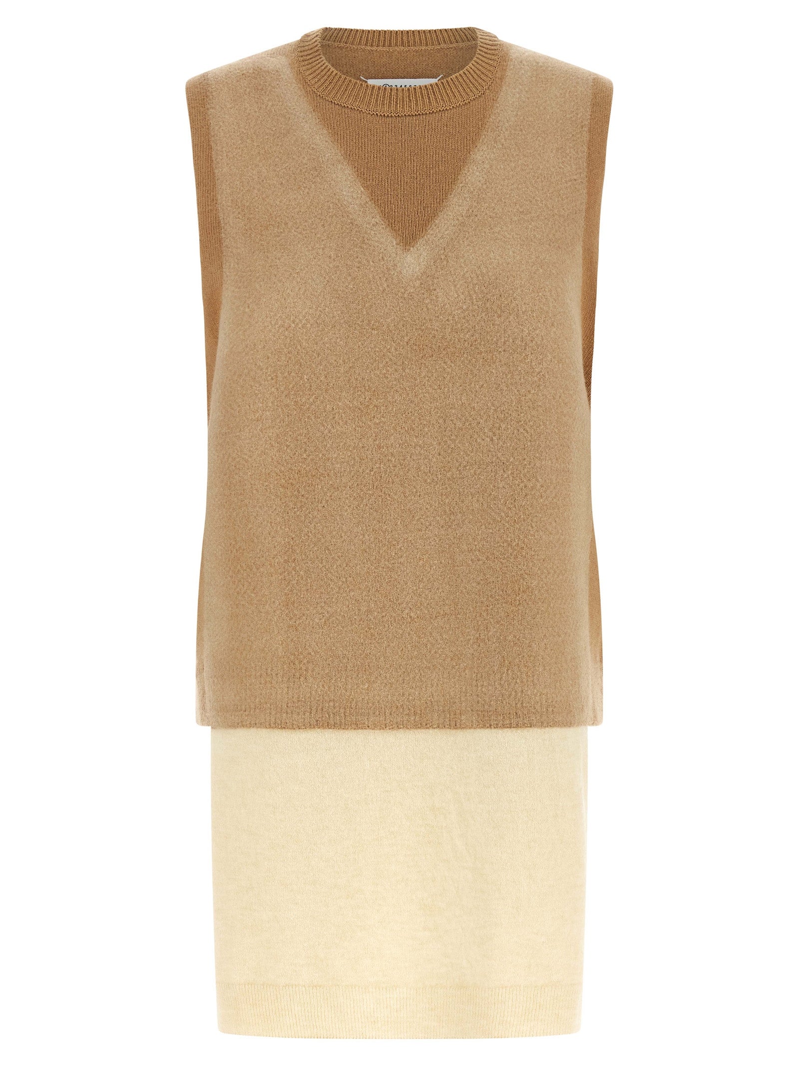 Maison Margiela Beige Virgin Wool Sleeveless Women's Jacket