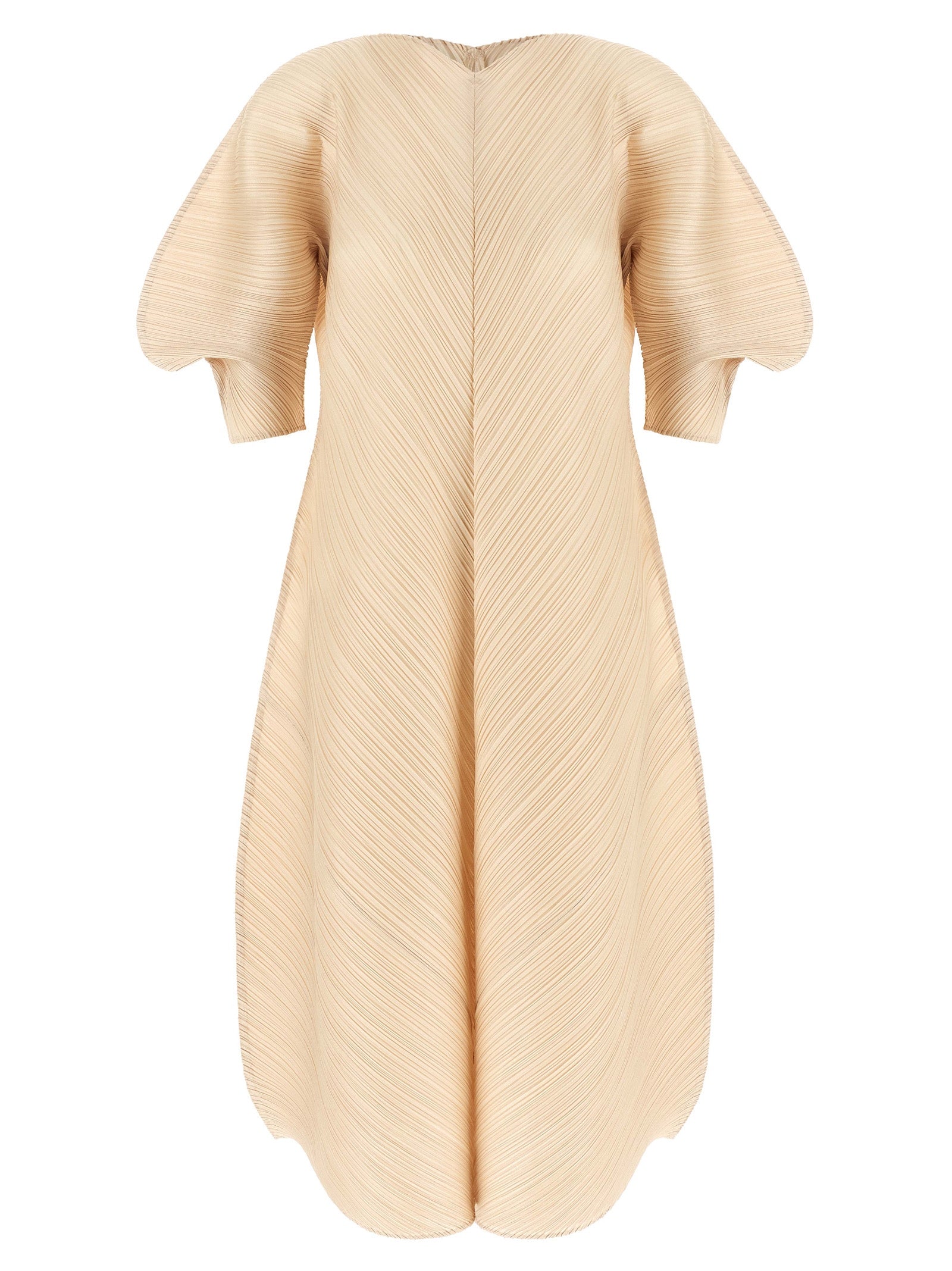 PLEATS PLEASE ISSEY MIYAKE Beige Polyester Midi Women's Dress