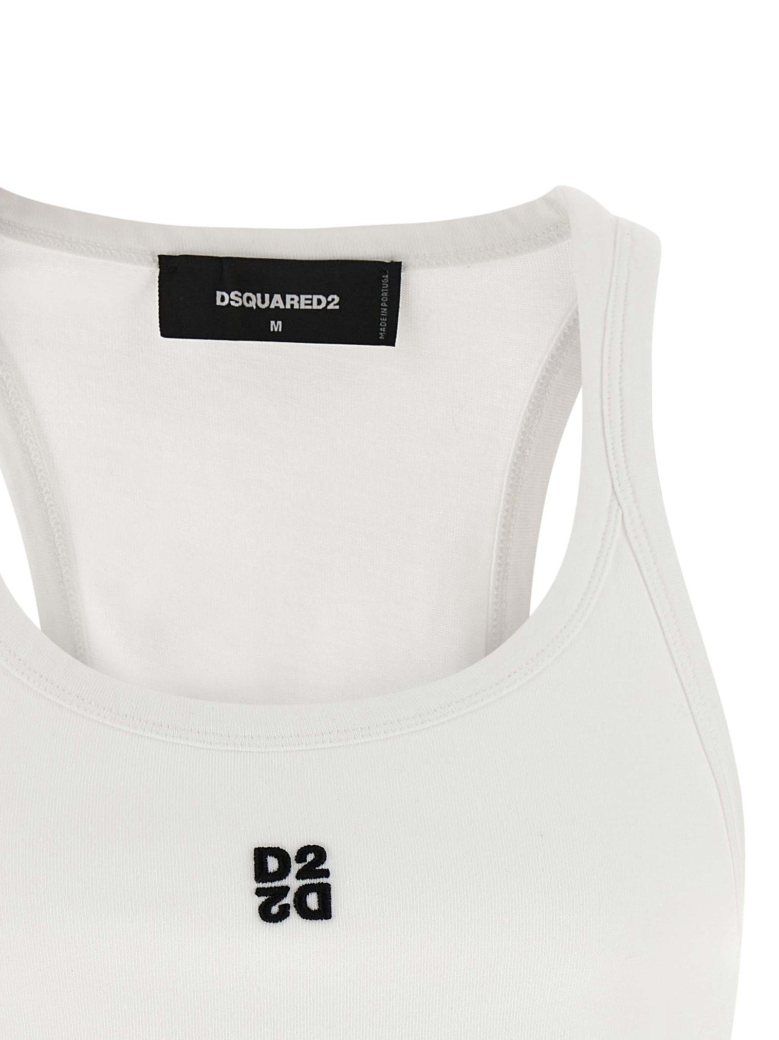 Dsquared² White Cotton Tank Women's Tops