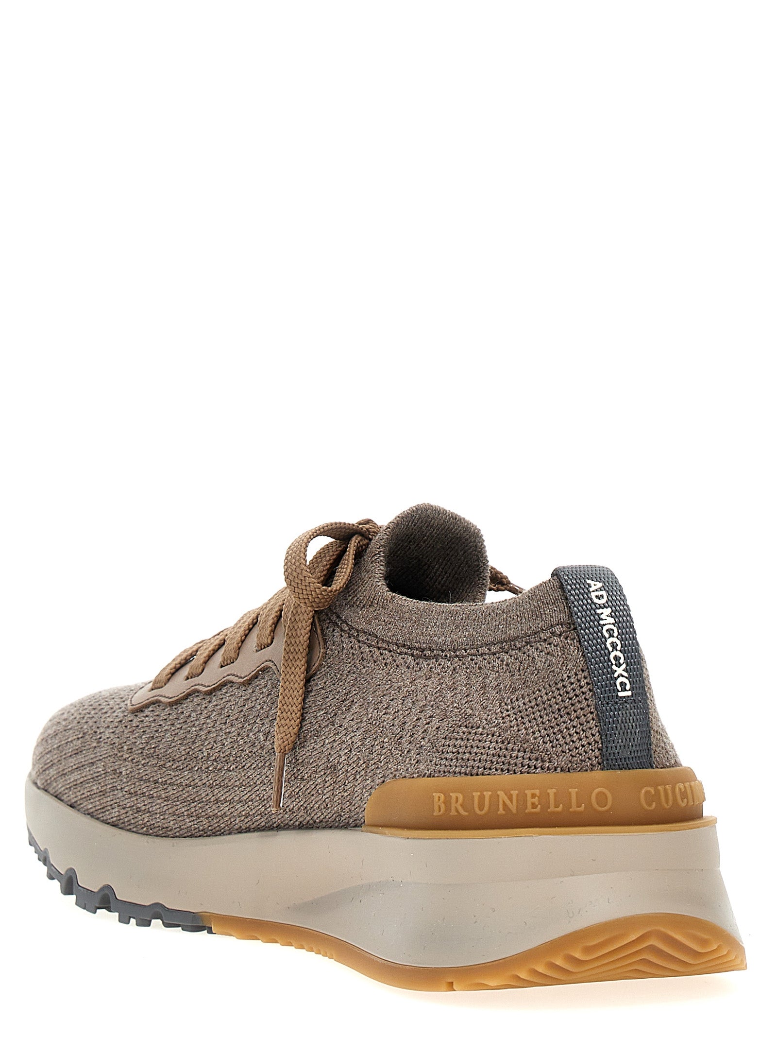 Brunello Cucinelli Gray Wool Low Top Men's Sneakers