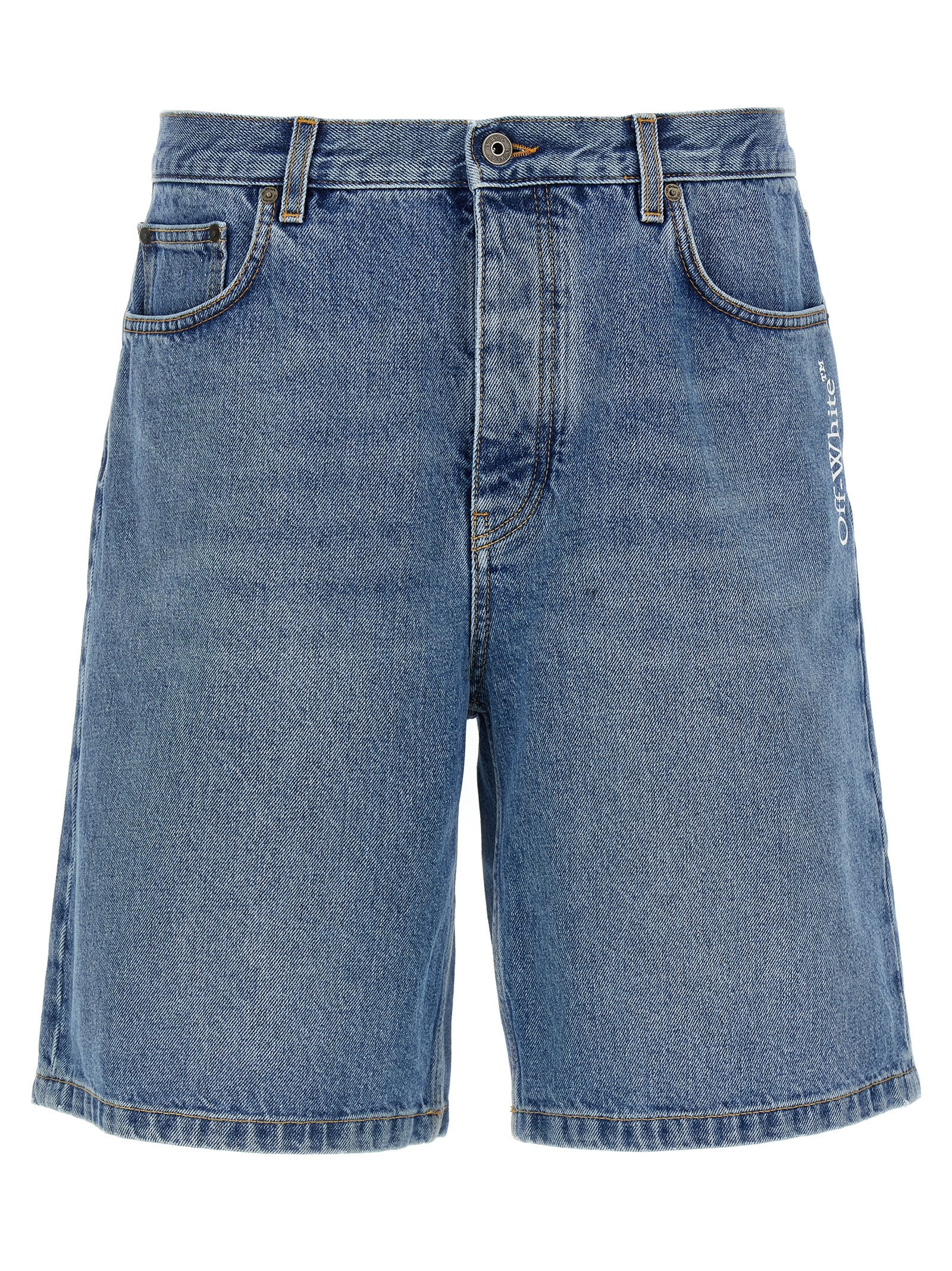 Off-White Blue Cotton Bermuda Men's Shorts