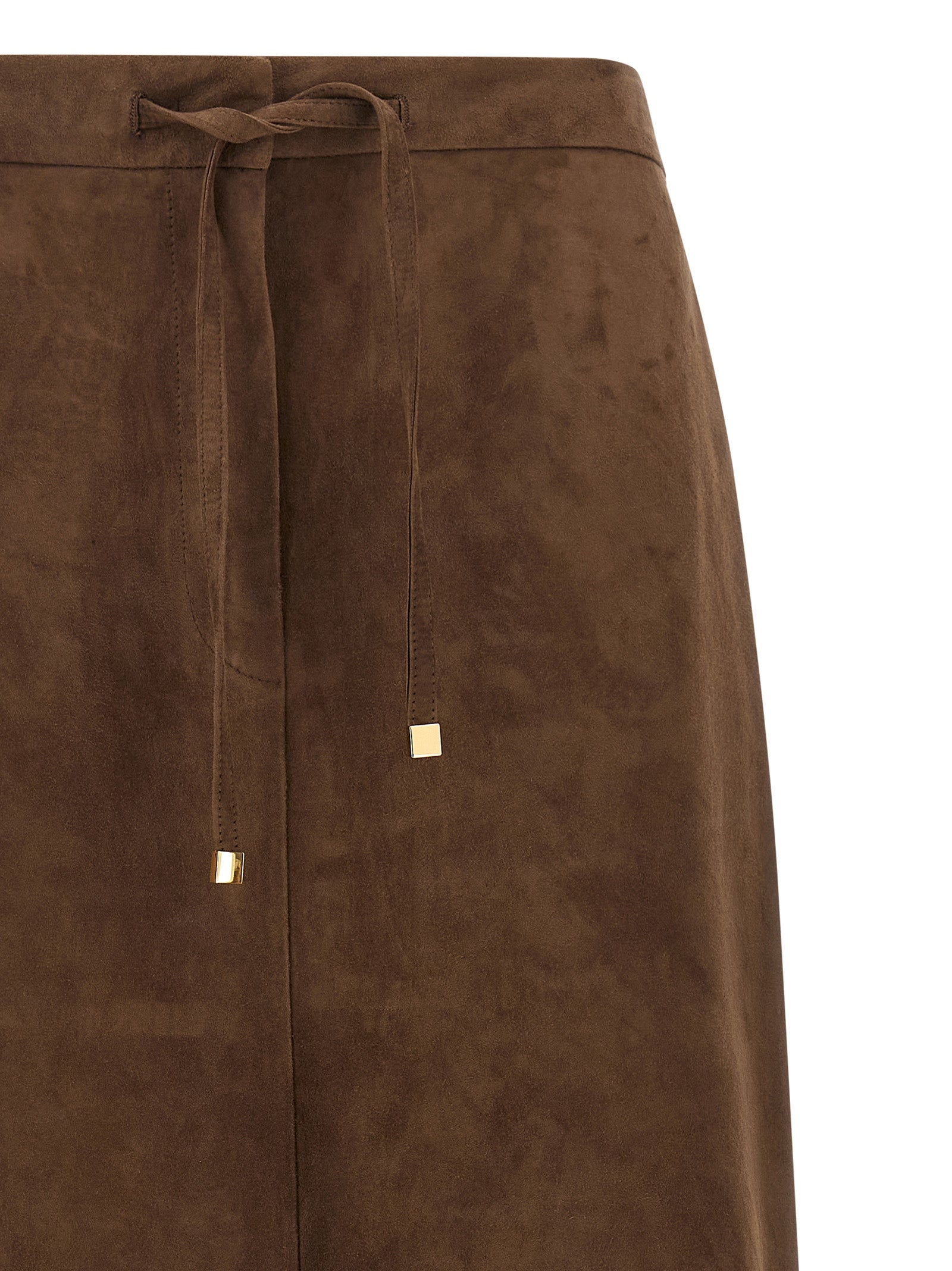 'S Max Mara Gold Lamb Leather Midi Women's Skirt