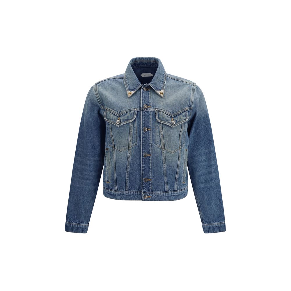 Versace Blue Cotton Denim Men's Jacket
