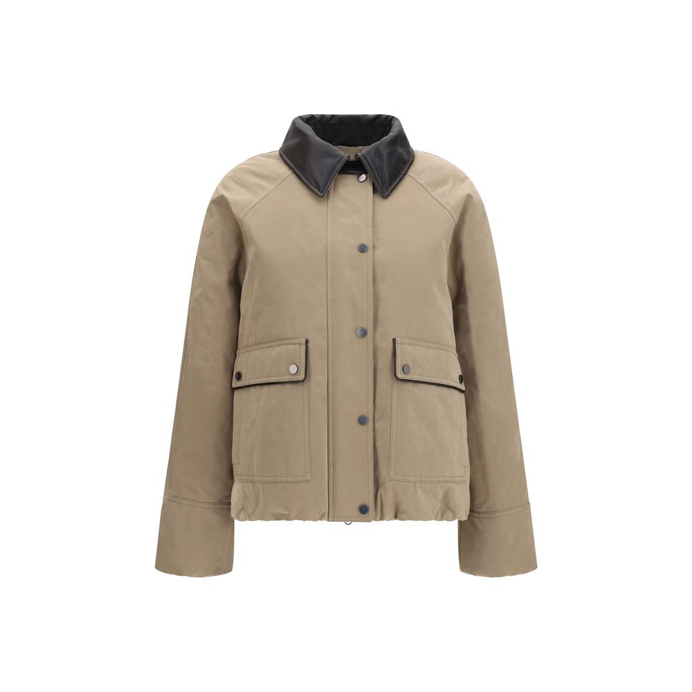 Brunello Cucinelli Beige Cotton Leather Women's Jacket