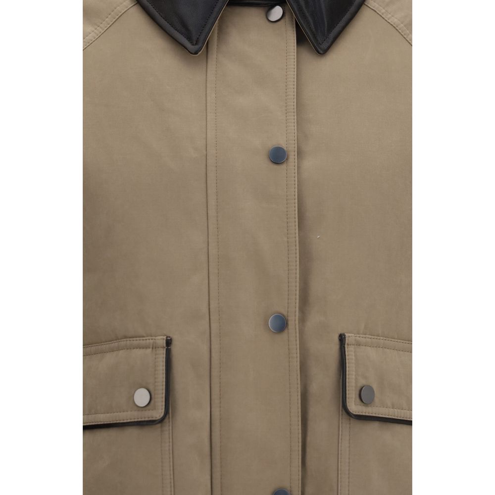Brunello Cucinelli Beige Cotton Leather Women's Jacket