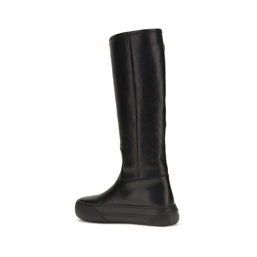 Chloé Black Calf Leather Bos Taurus Flat Women's Boots