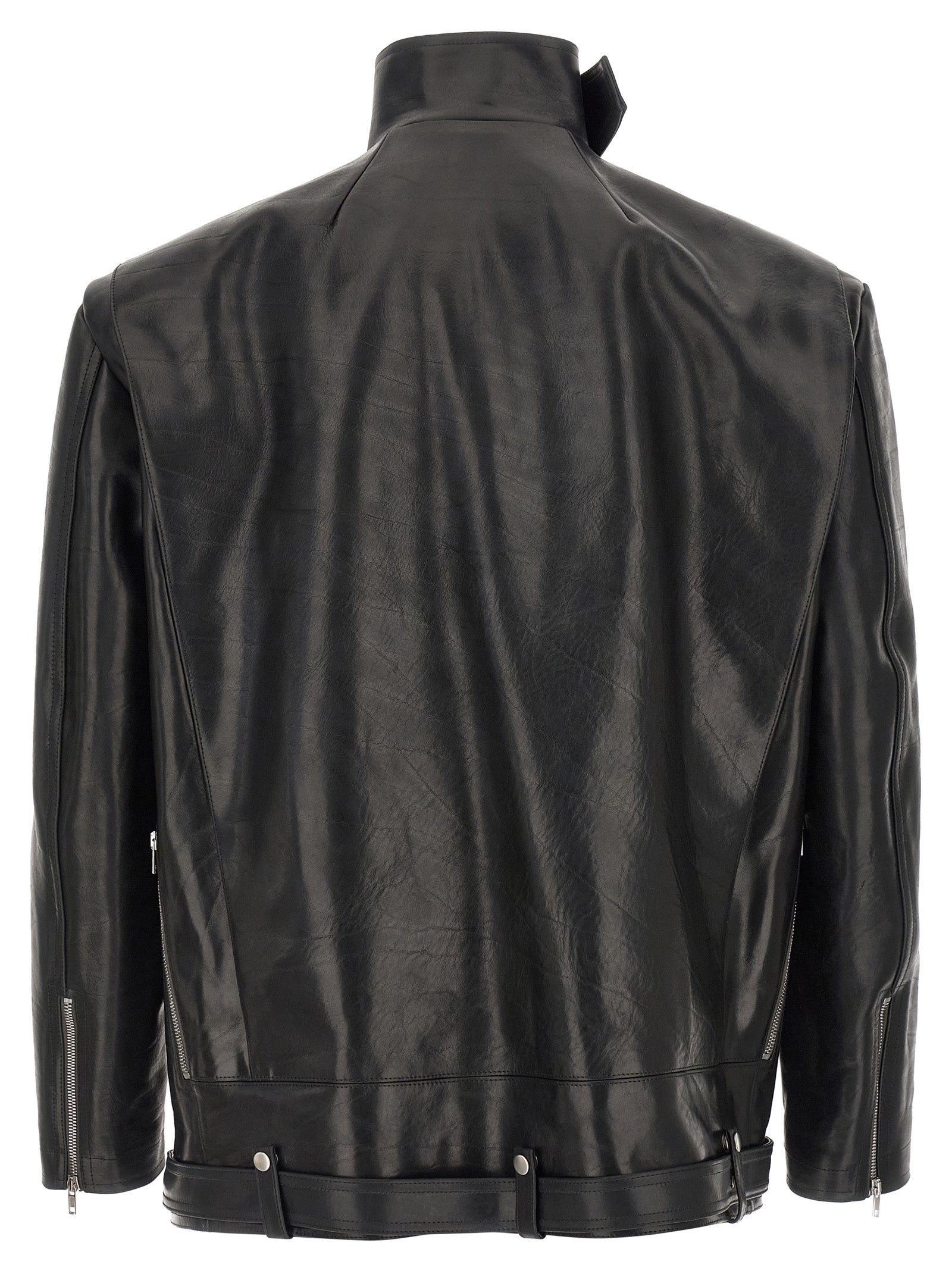Rick Owens Black Bull Skin Leather Men's Jacket