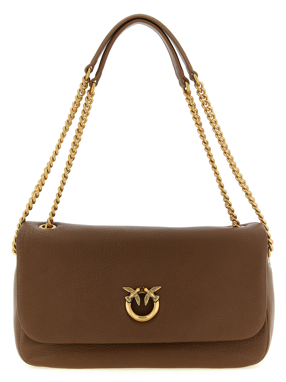 PINKO Brown Lamb Leather Shoulder Women's Bag