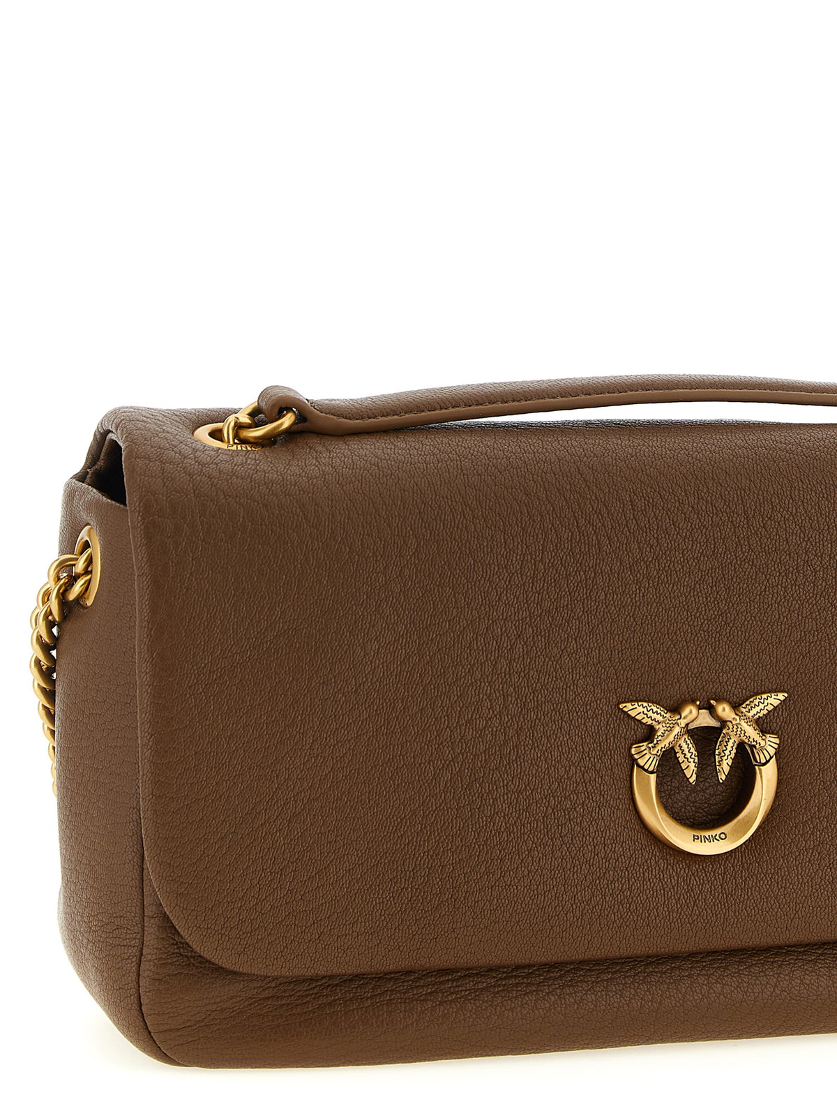 PINKO Brown Lamb Leather Shoulder Women's Bag