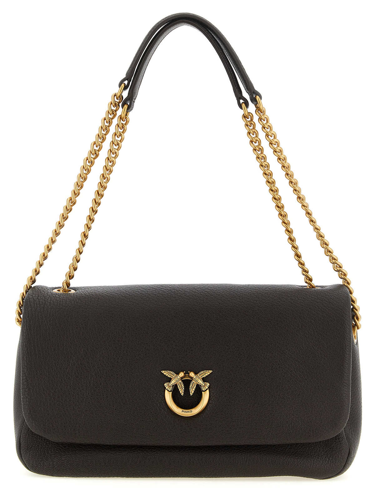 PINKO Brown Lamb Leather Shoulder Women's Bag