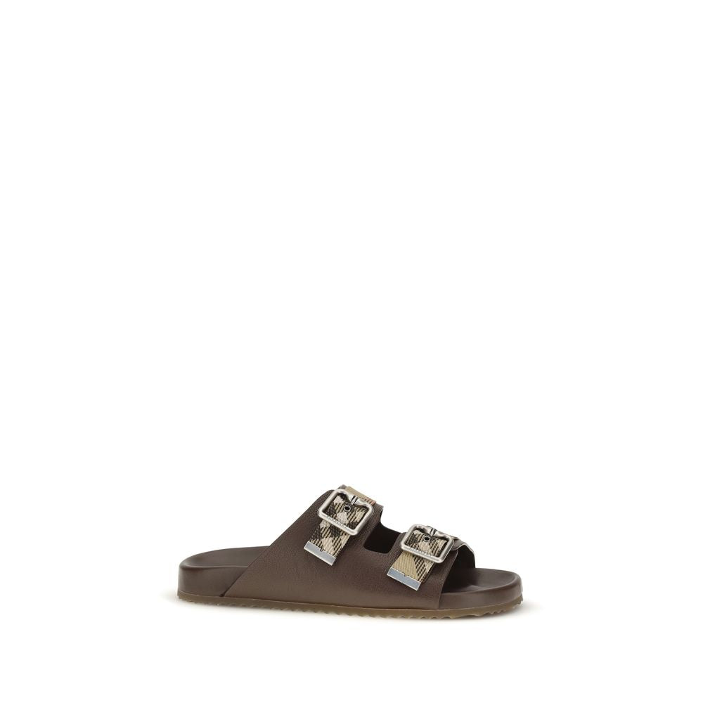 Burberry Brown Goatskin Flat Men's Sandals
