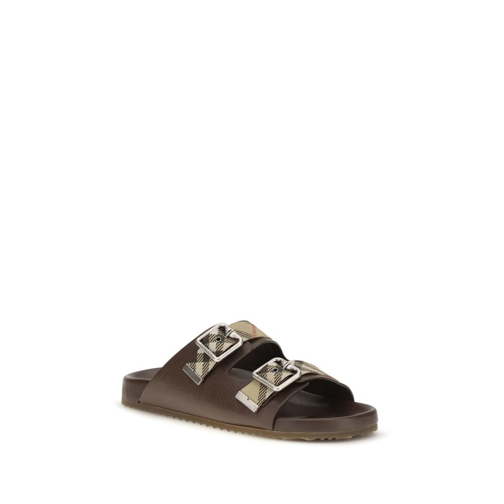 Burberry Brown Goatskin Flat Men's Sandals
