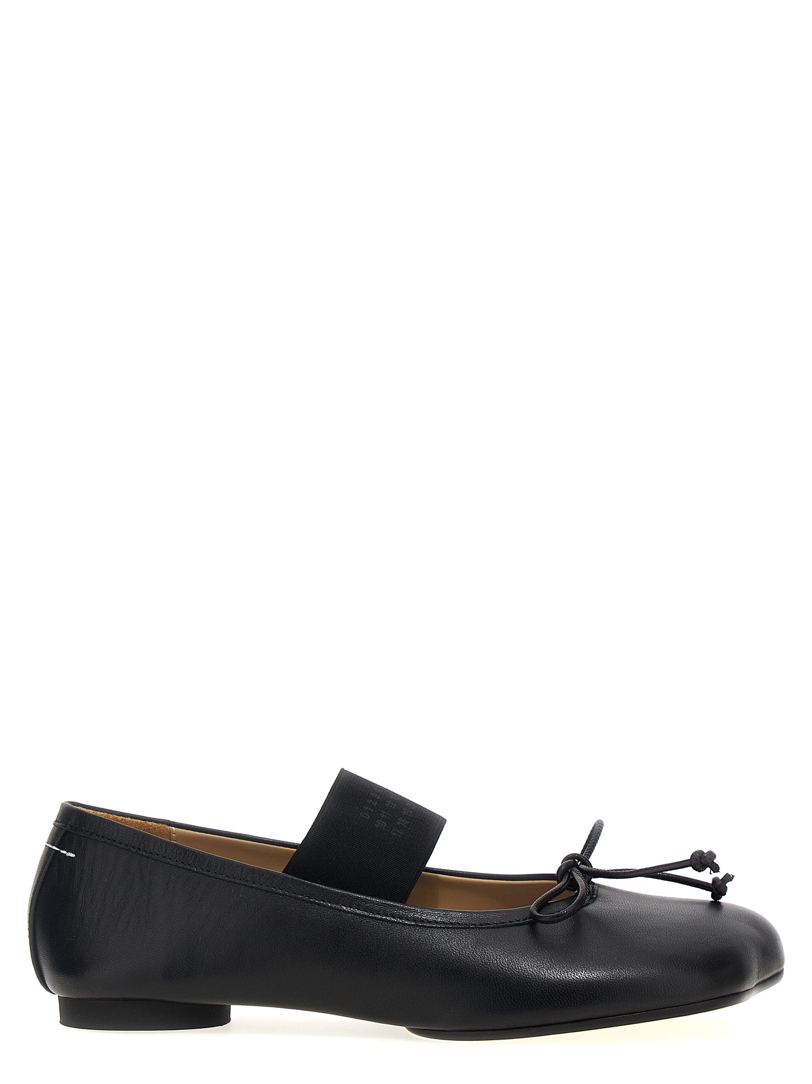 MM6 Maison Margiela Black Leather Ballet Women's Flats