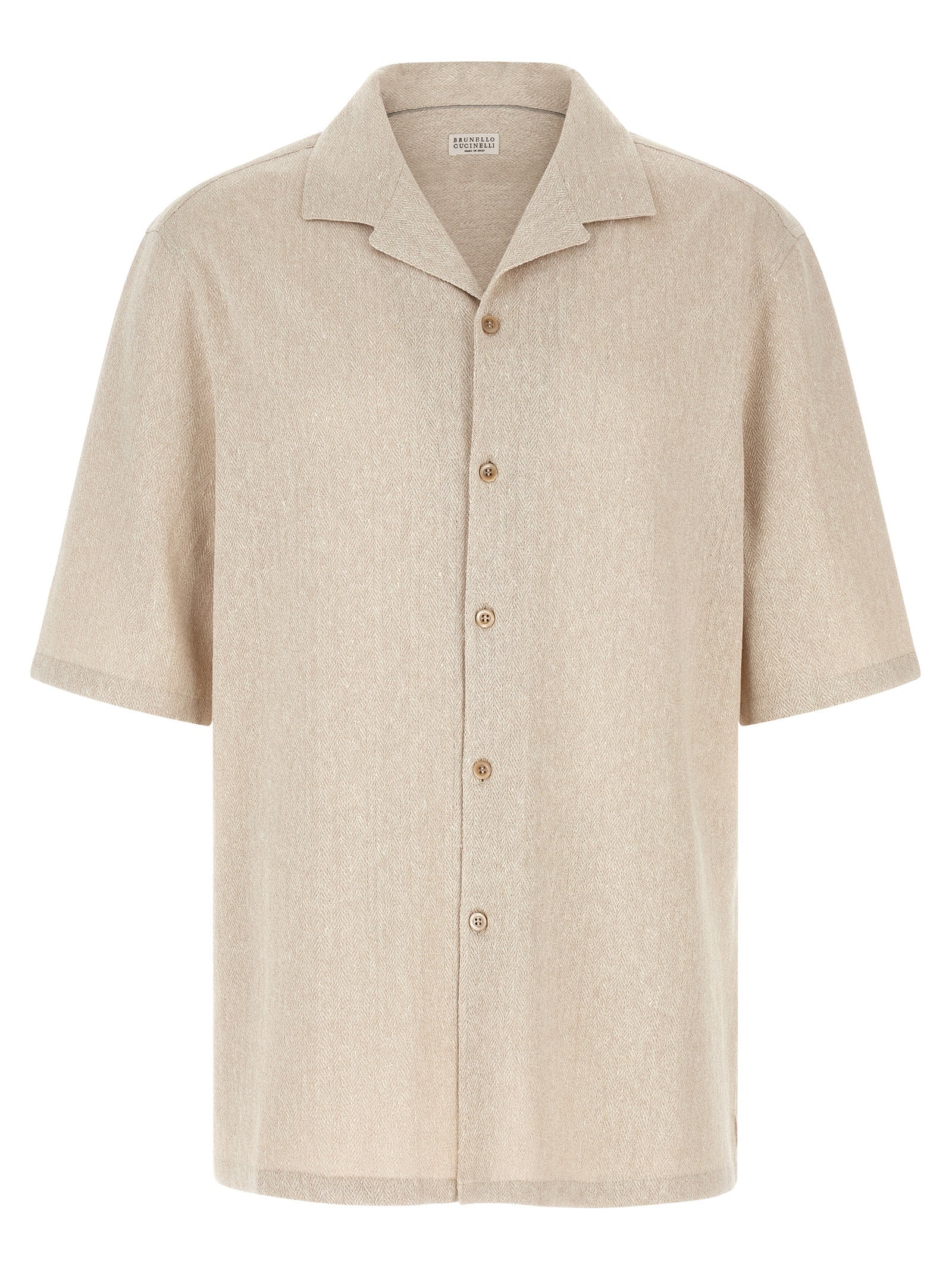 Brunello Cucinelli Beige Linen Men's Blouse