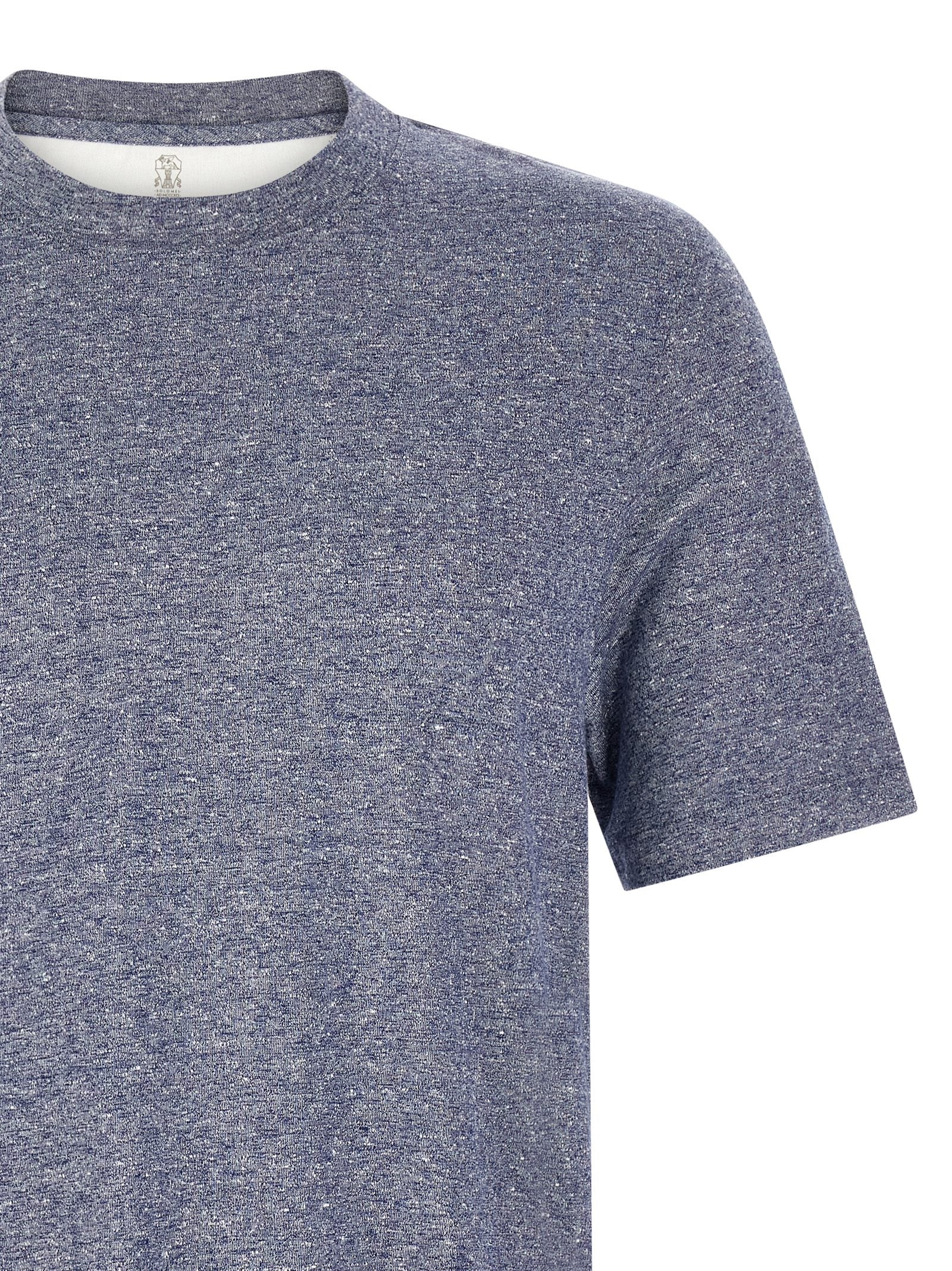 Brunello Cucinelli Blue Linen Men's T-Shirt