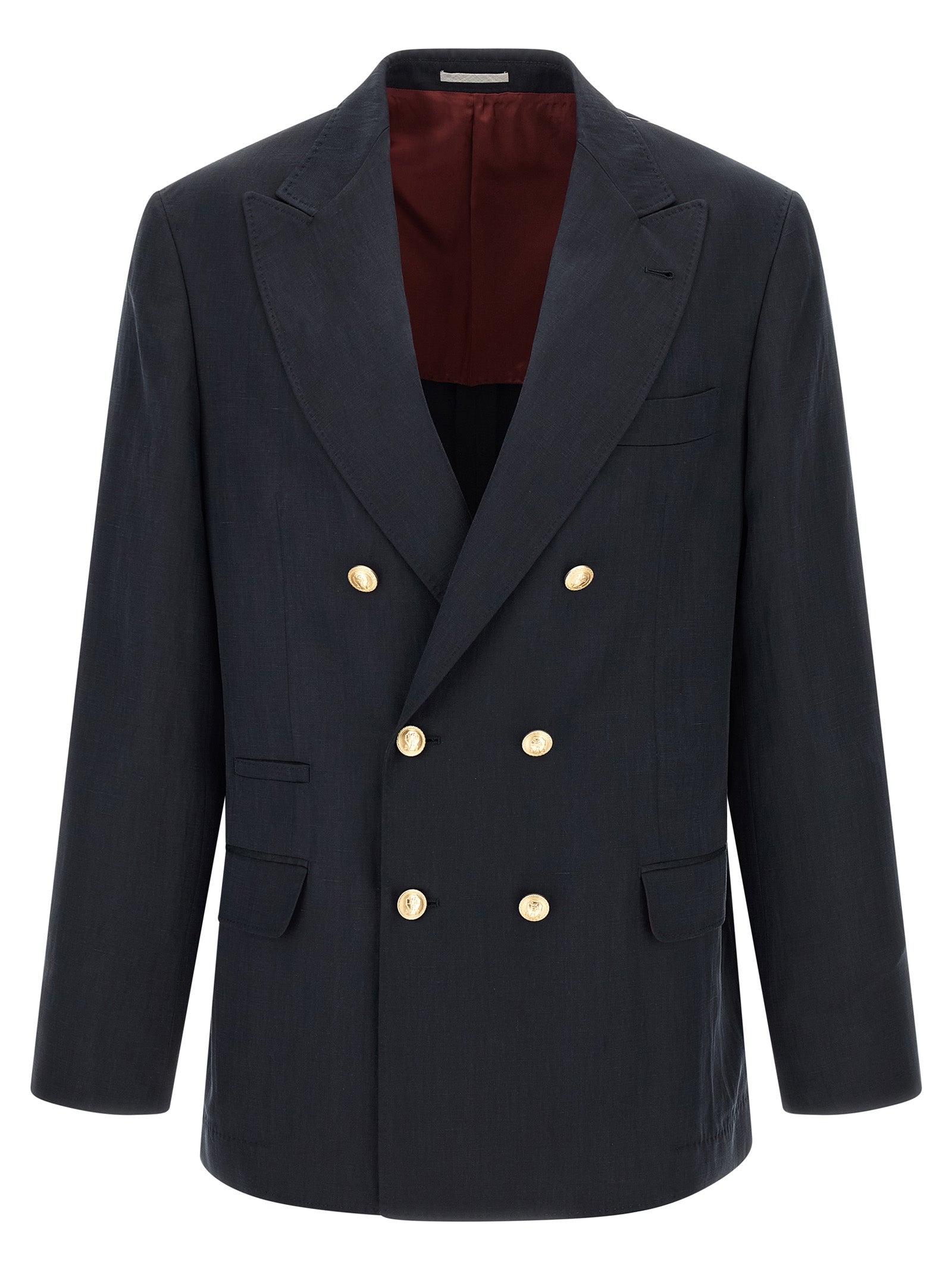 Brunello Cucinelli Blue Silk Men's Blazer
