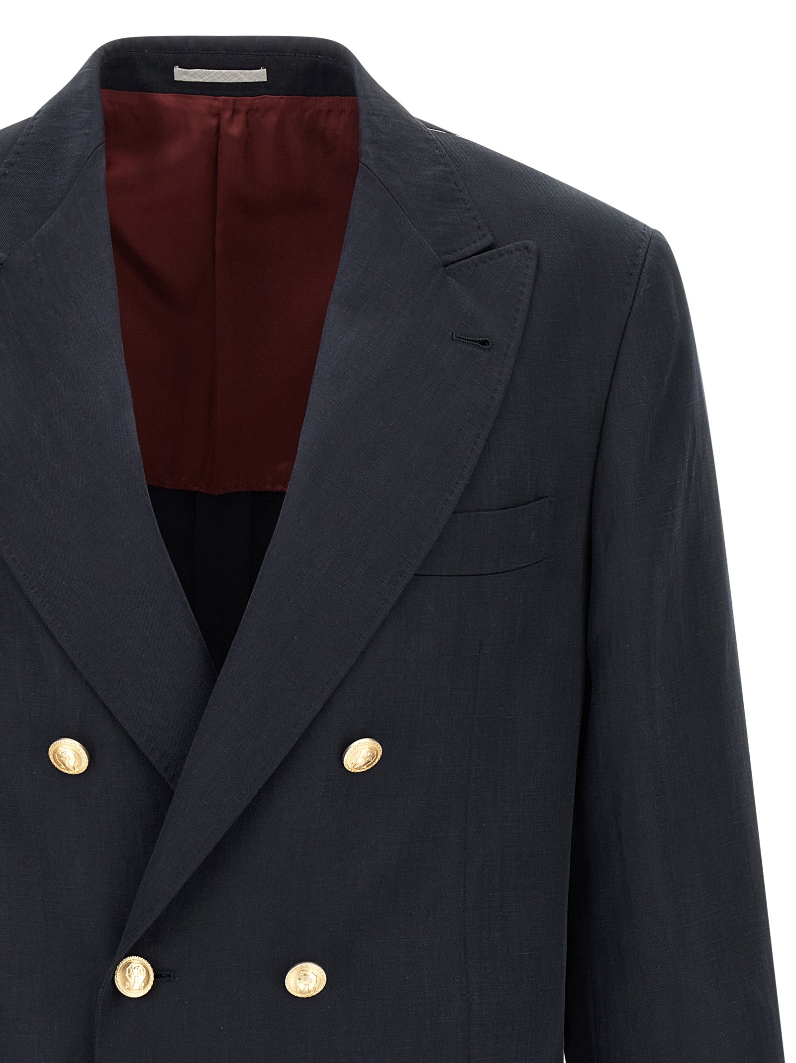 Brunello Cucinelli Blue Silk Men's Blazer