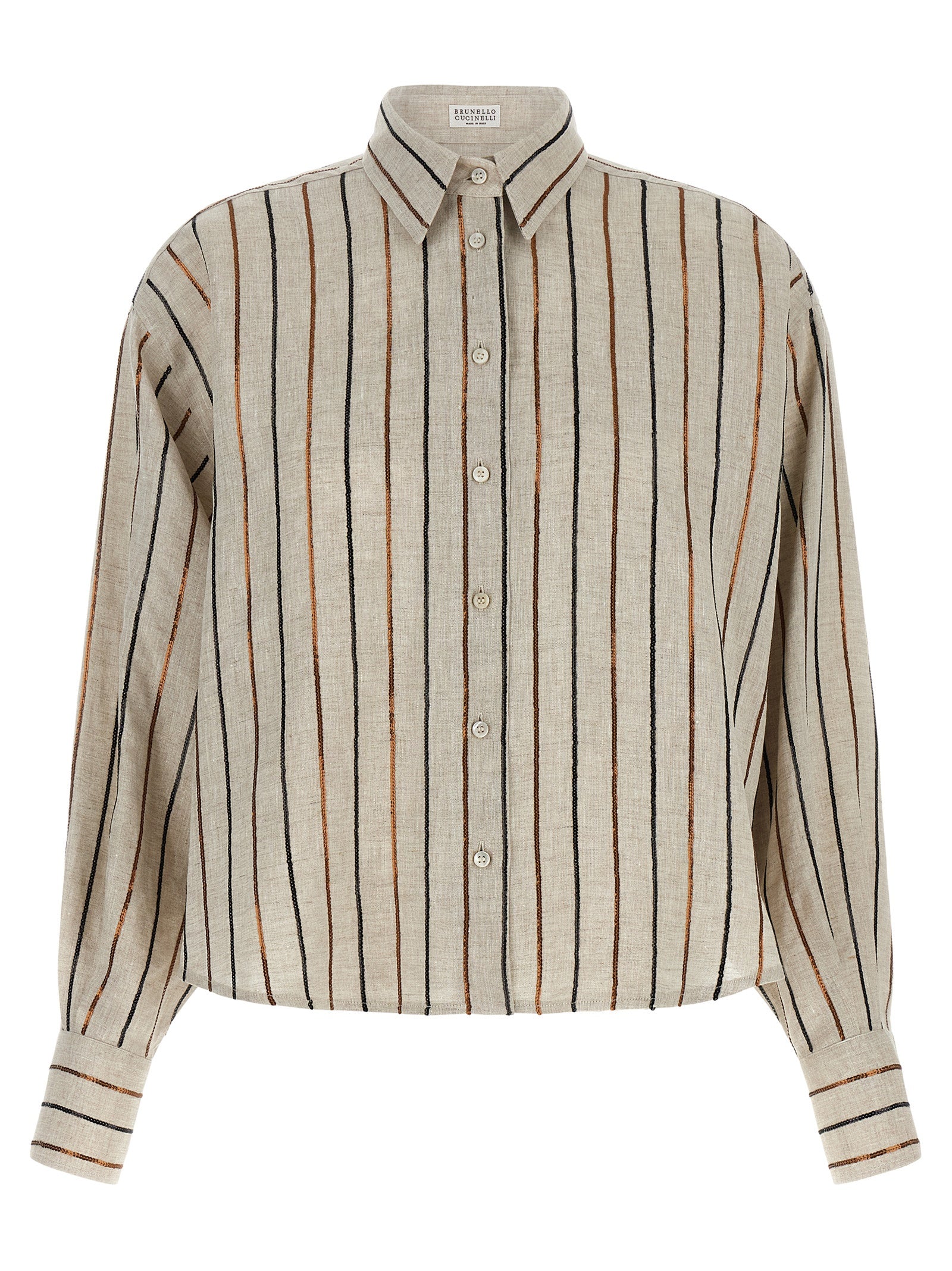 Brunello Cucinelli Beige Linen Women's Blouse