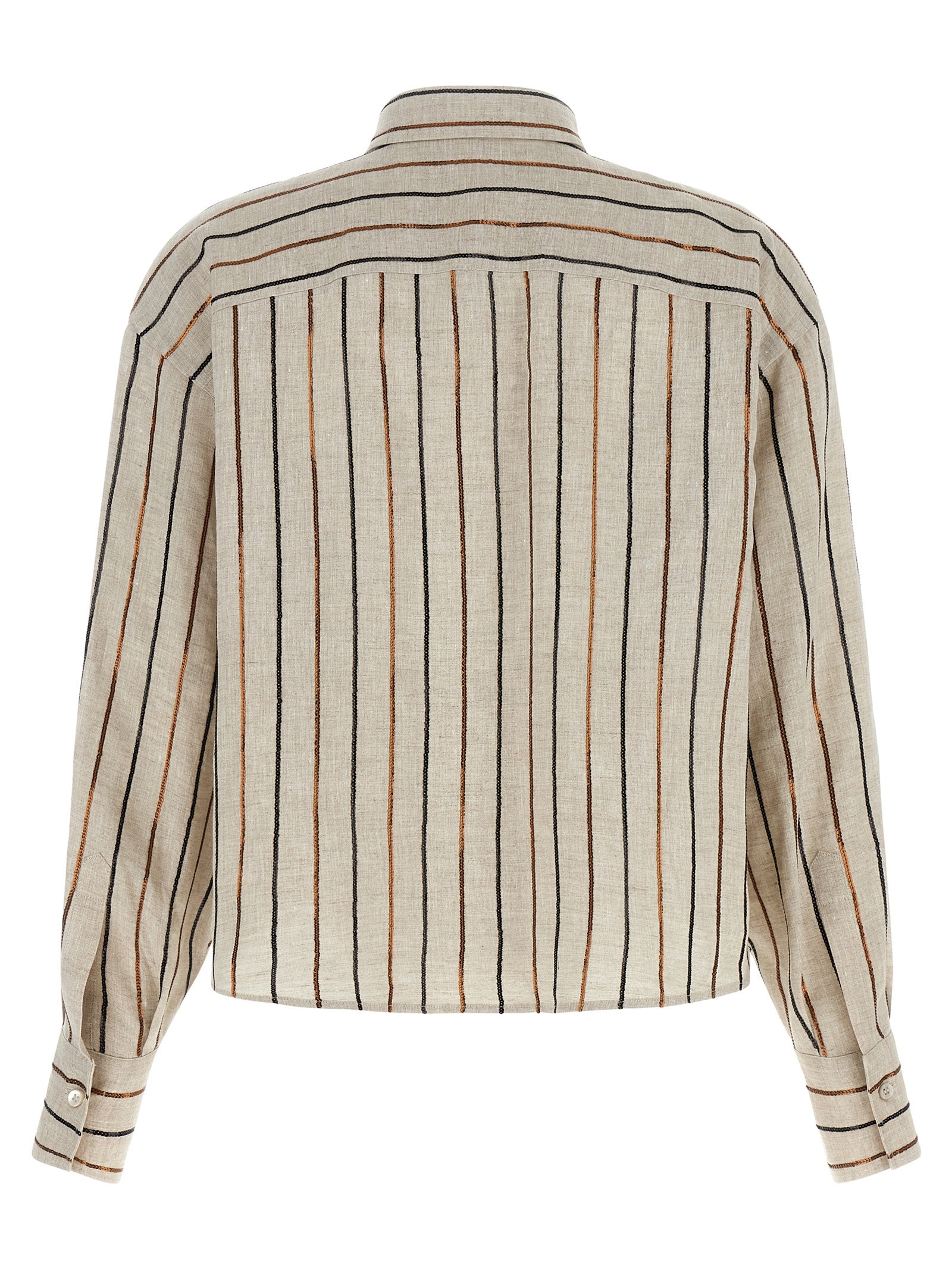 Brunello Cucinelli Beige Linen Women's Blouse