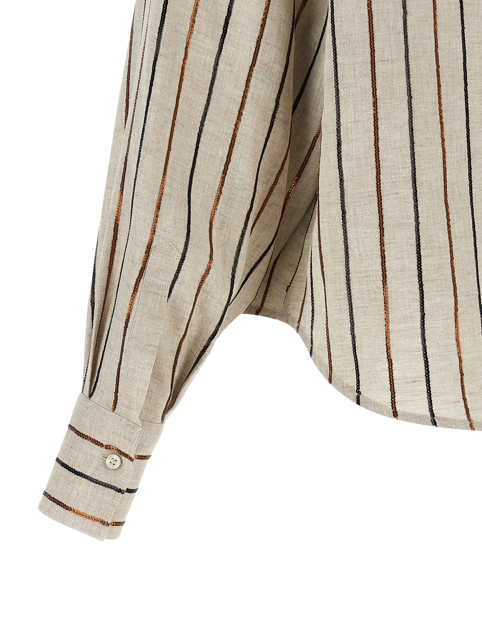 Brunello Cucinelli Beige Linen Women's Blouse