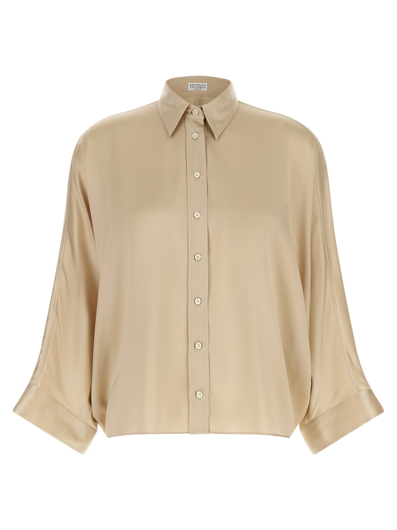Brunello Cucinelli Beige Silk Women's Blouse