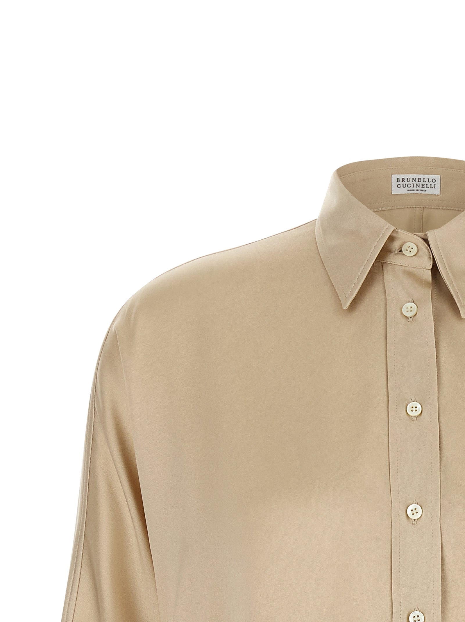 Brunello Cucinelli Beige Silk Women's Blouse