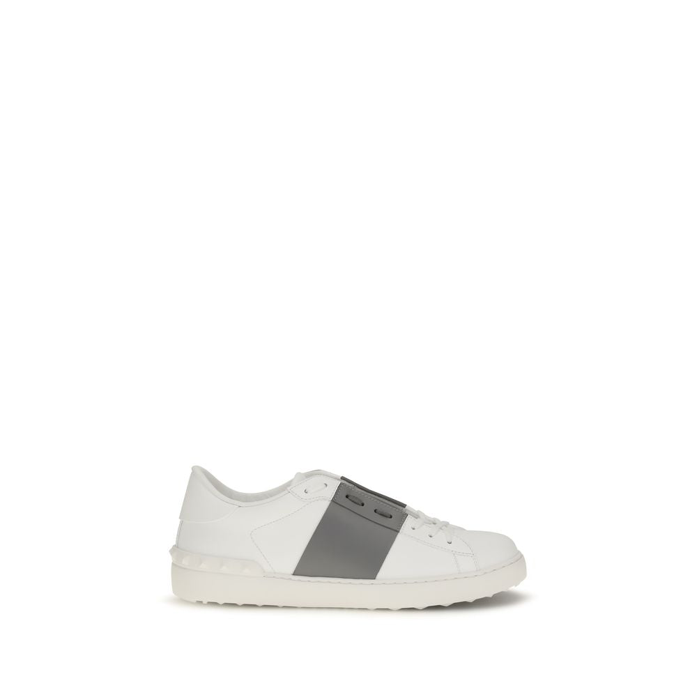 Valentino Garavani Silver Calf Leather Bos Taurus Low Top Men's Sneakers