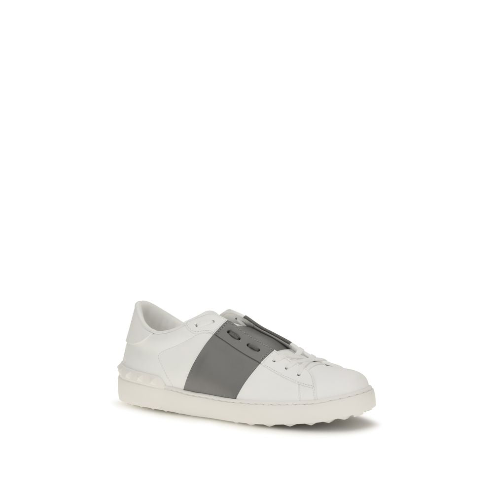 Valentino Garavani Silver Calf Leather Bos Taurus Low Top Men's Sneakers