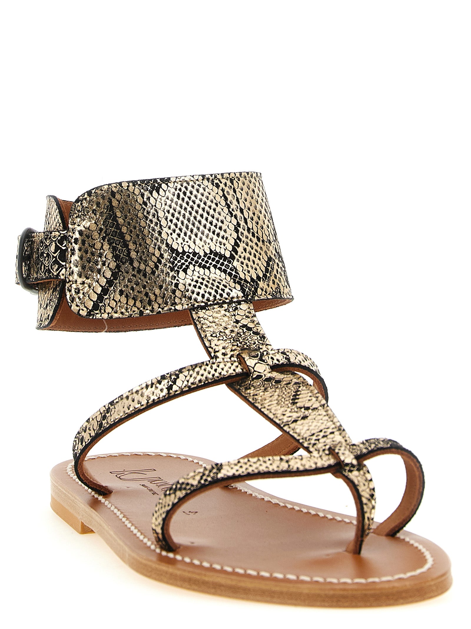 K.JACQUES SAINT TROPEZ Gray Goatskin Flat Women's Sandals