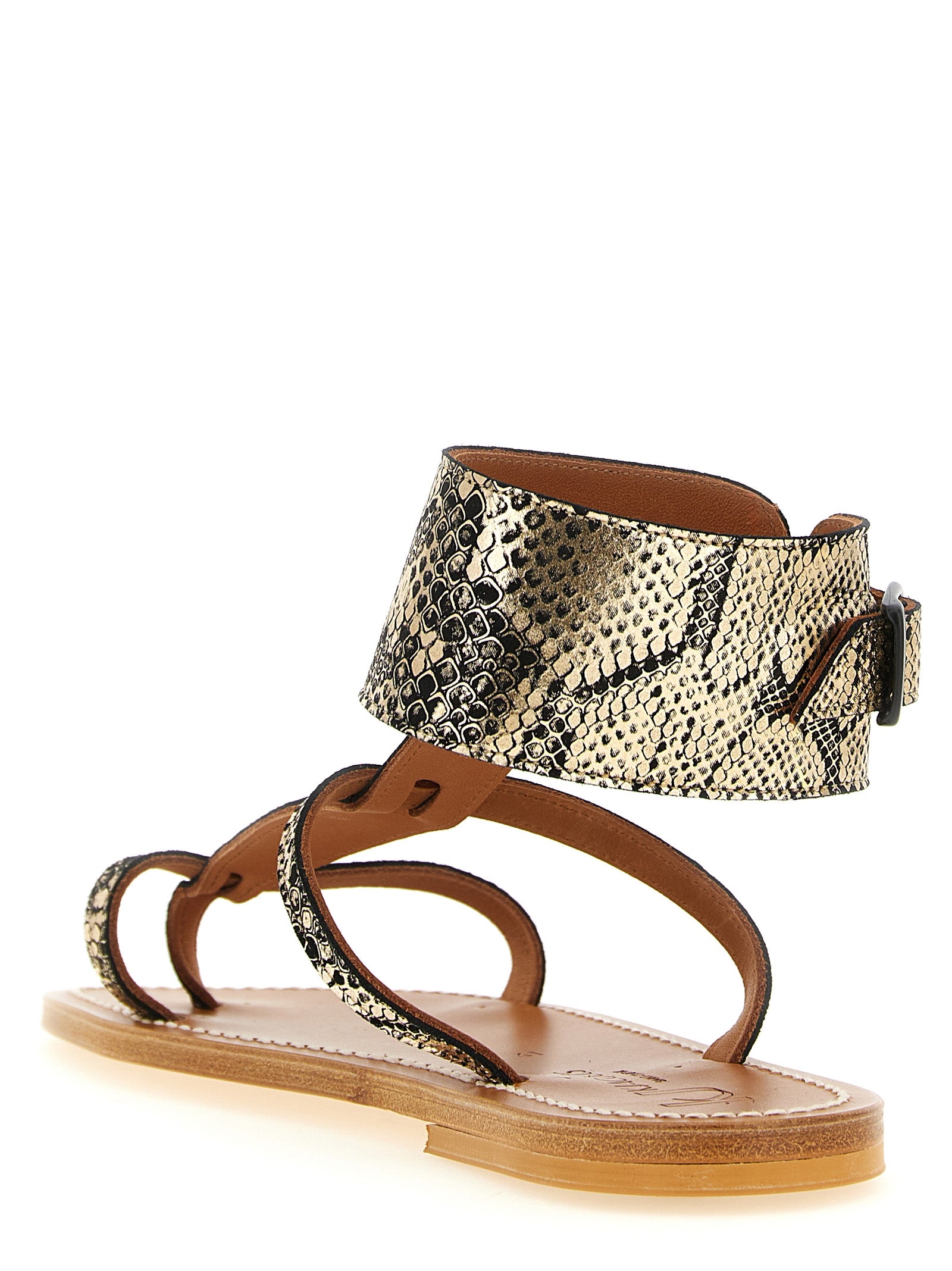 K.JACQUES SAINT TROPEZ Gray Goatskin Flat Women's Sandals