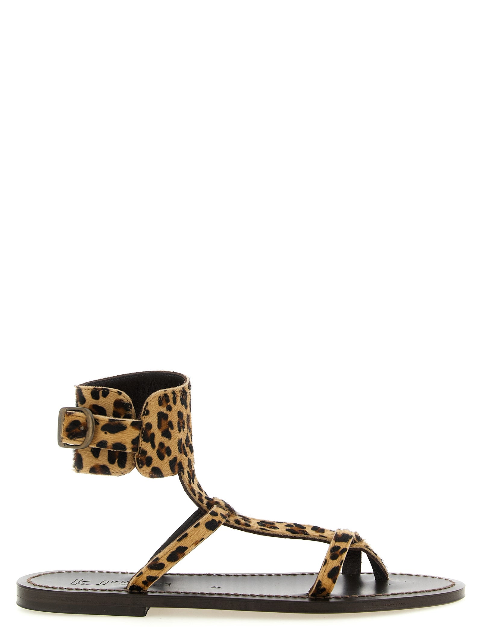 K.JACQUES SAINT TROPEZ Brown Cowhide Flat Women's Sandals