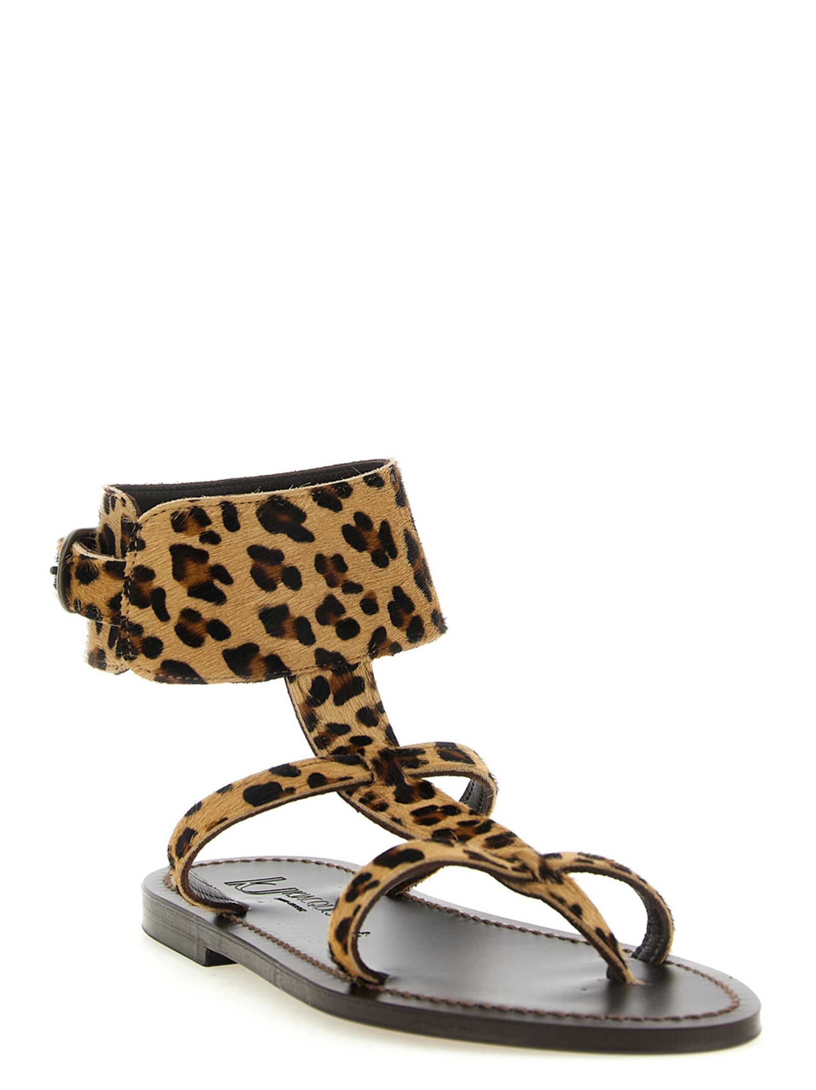 K.JACQUES SAINT TROPEZ Brown Cowhide Flat Women's Sandals