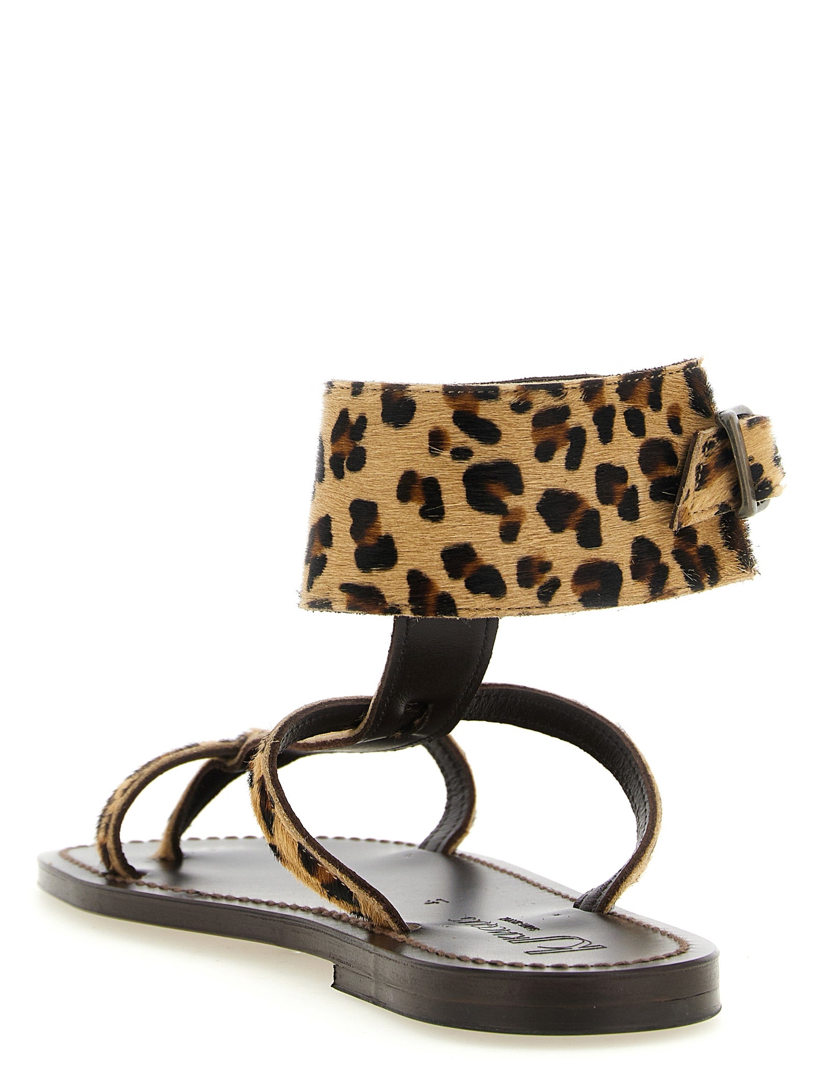 K.JACQUES SAINT TROPEZ Brown Cowhide Flat Women's Sandals