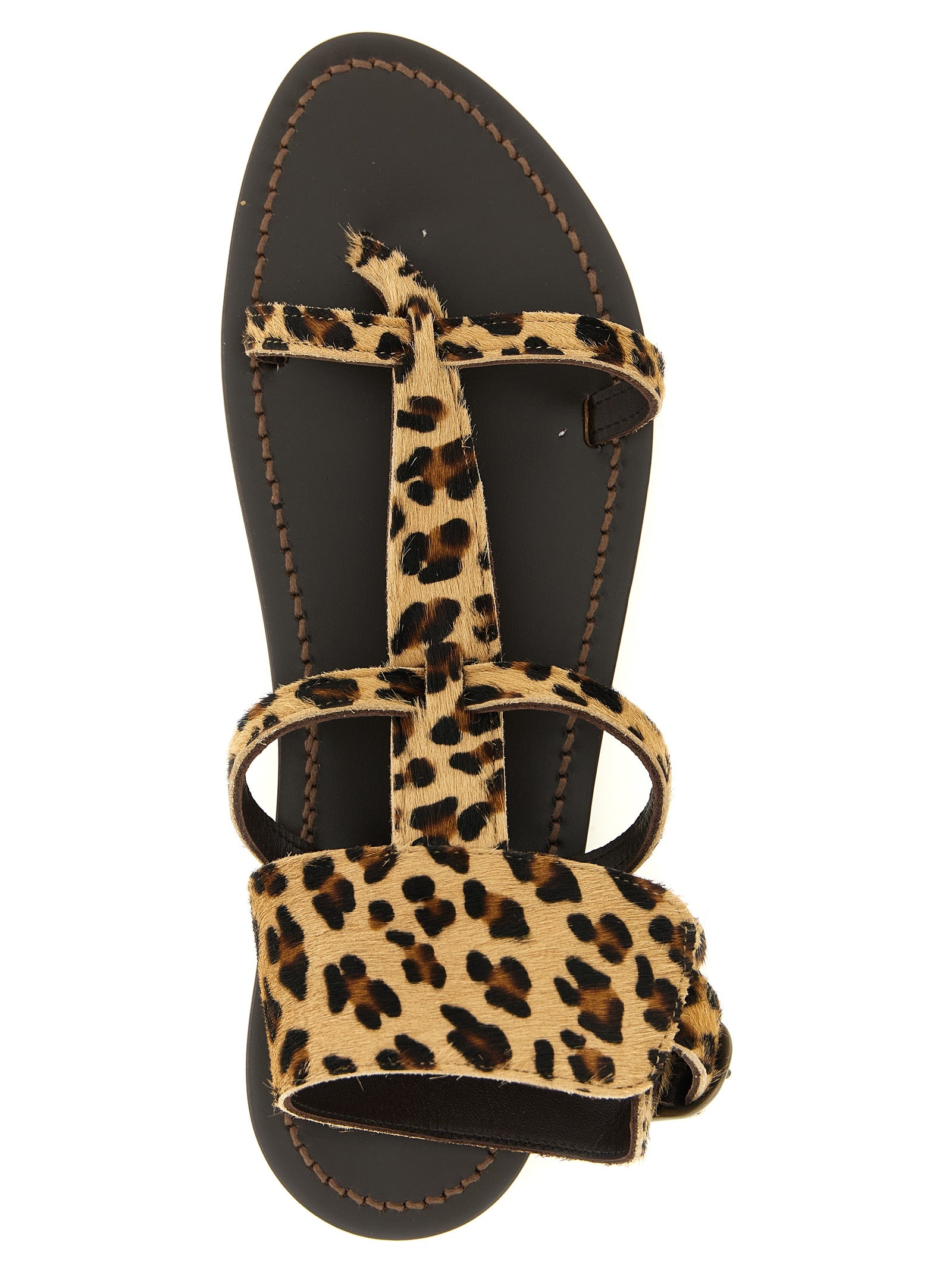 K.JACQUES SAINT TROPEZ Brown Cowhide Flat Women's Sandals