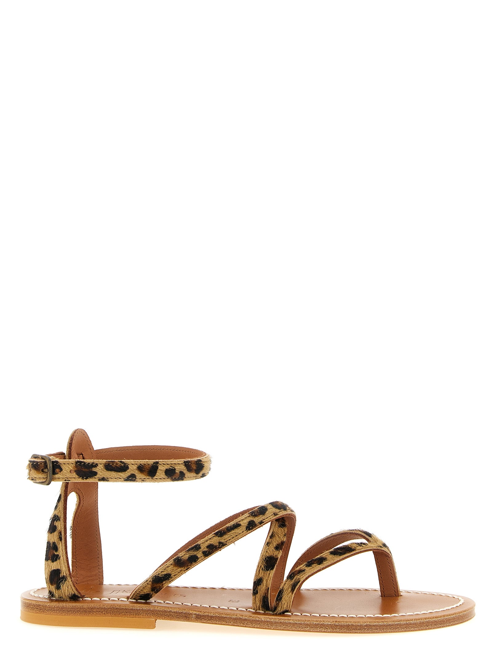 K.JACQUES SAINT TROPEZ Brown Cowhide Flat Women's Sandals