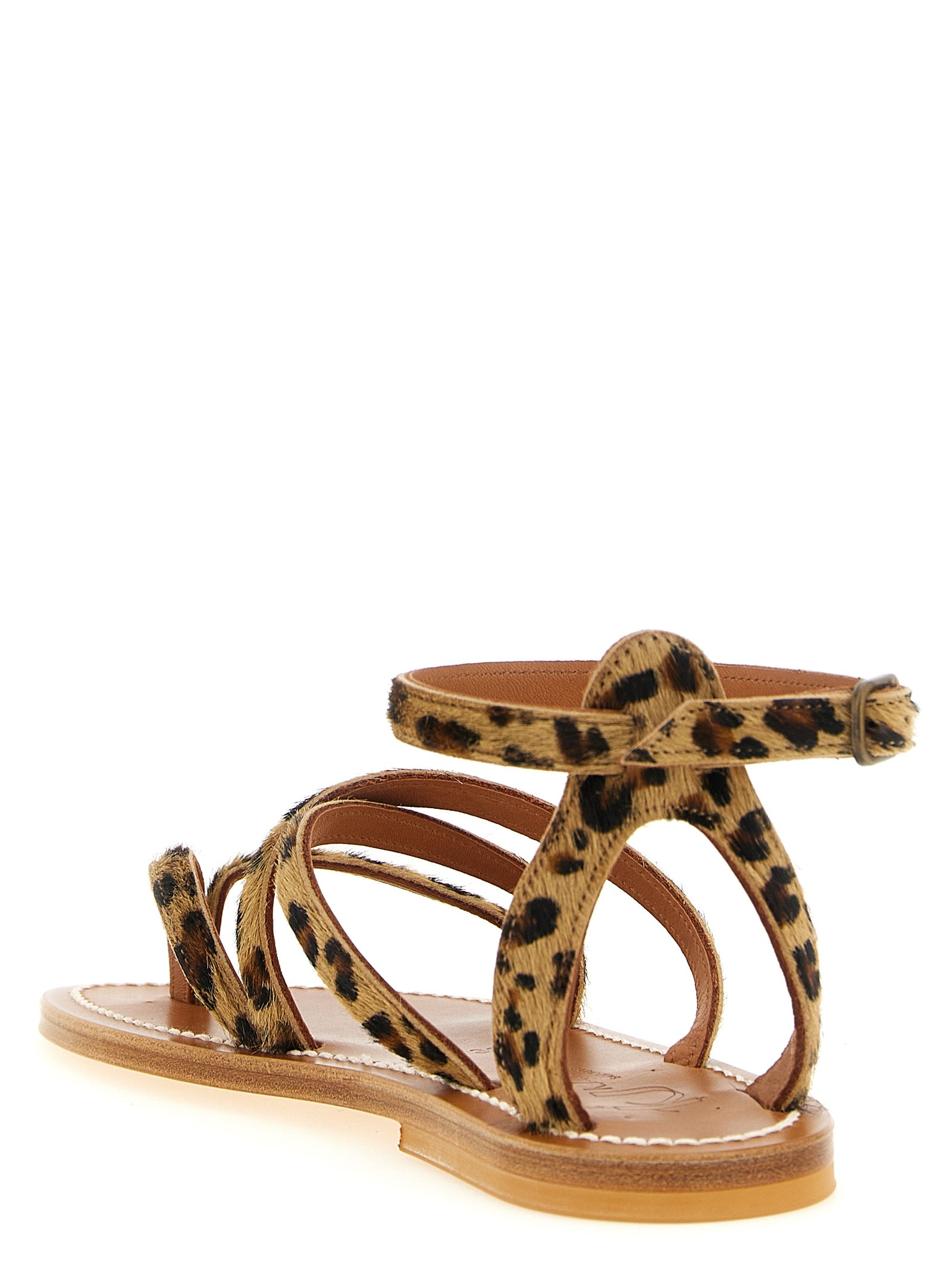 K.JACQUES SAINT TROPEZ Brown Cowhide Flat Women's Sandals
