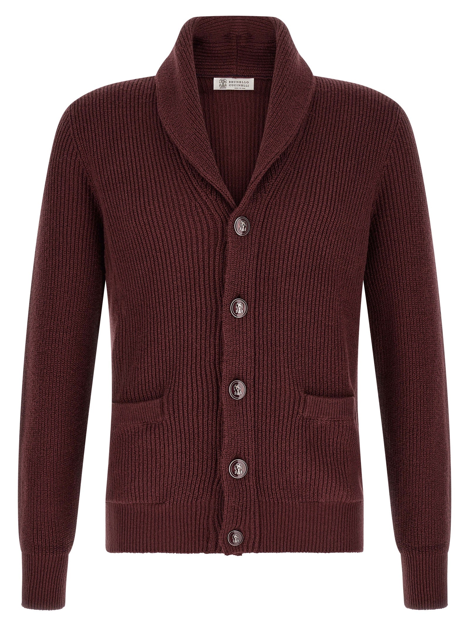 Brunello Cucinelli Bordeaux Cotton Men's Cardigan