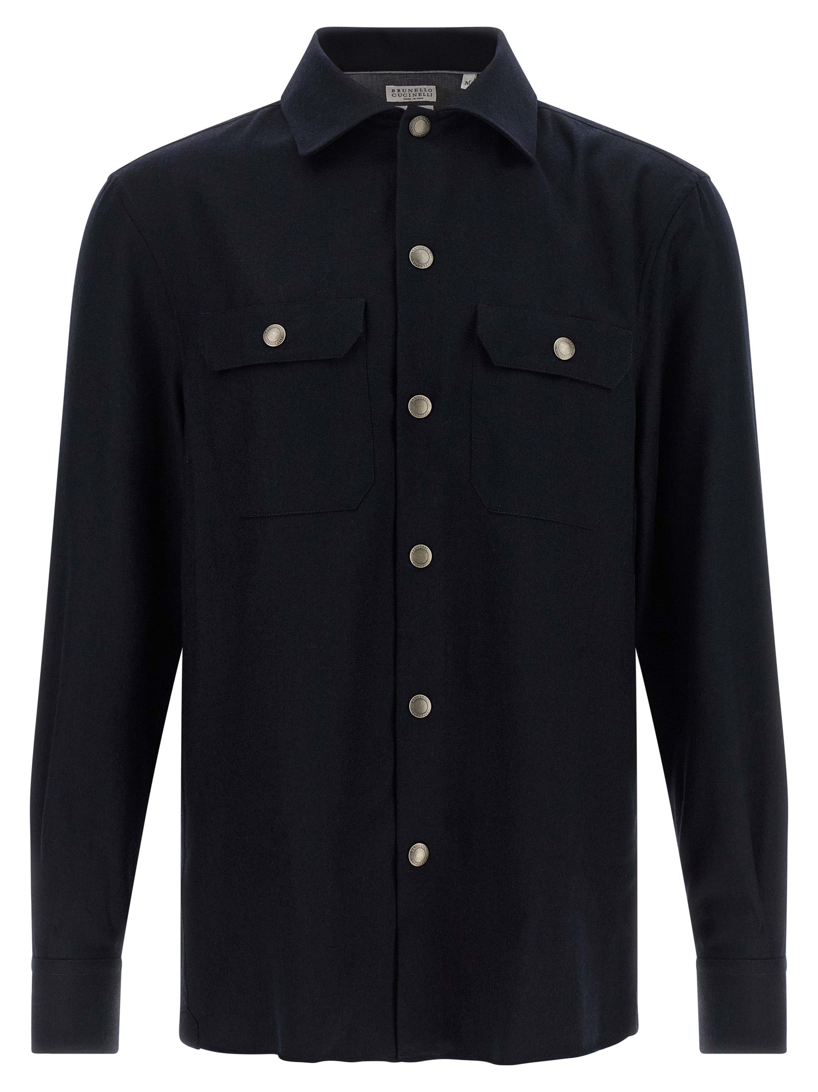 Brunello Cucinelli Blue Virgin Wool Men's Blouse