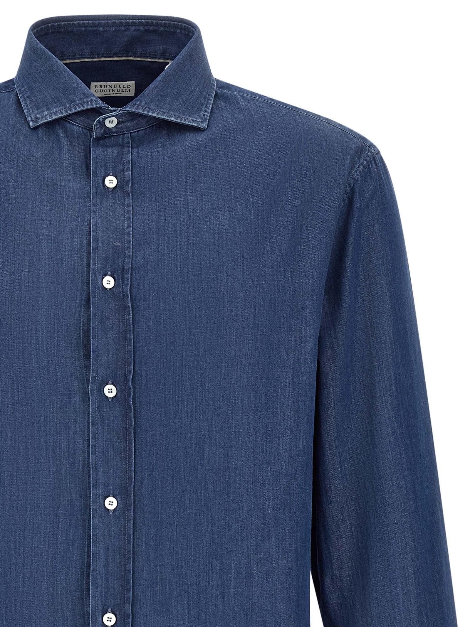 Brunello Cucinelli Blue Cotton Men's Blouse