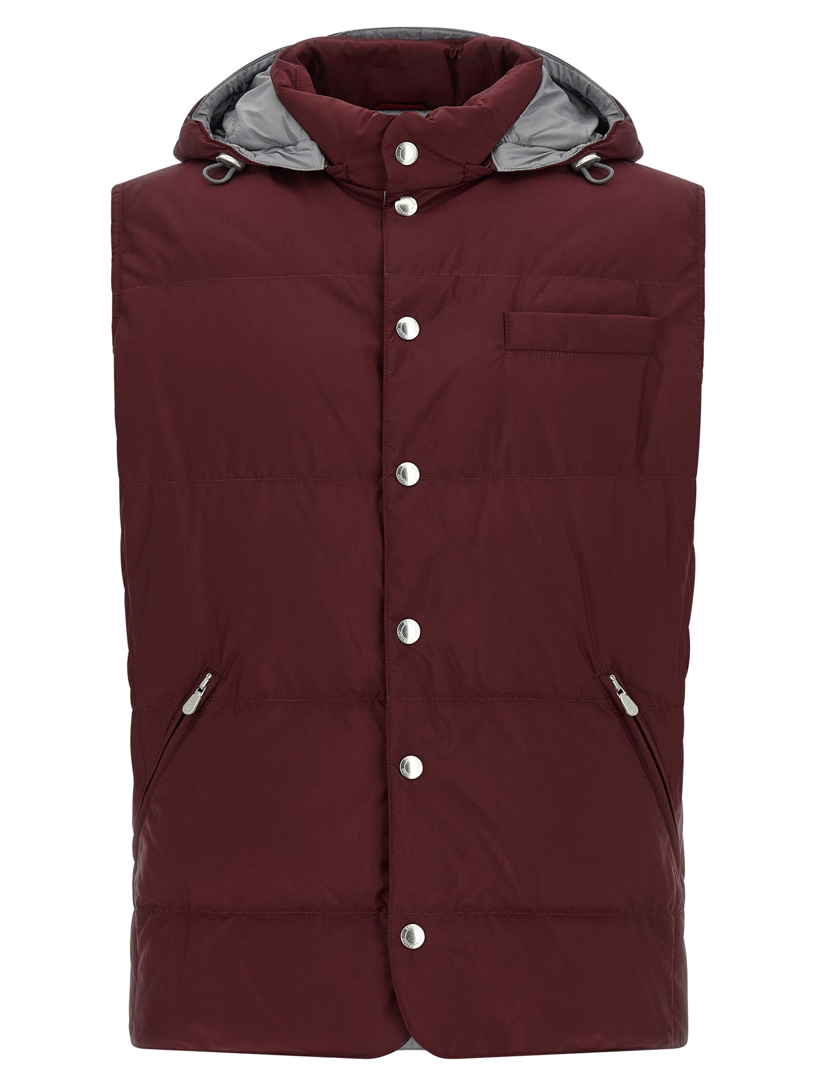 Brunello Cucinelli Bordeaux Polyester Sleeveless Men's Jacket