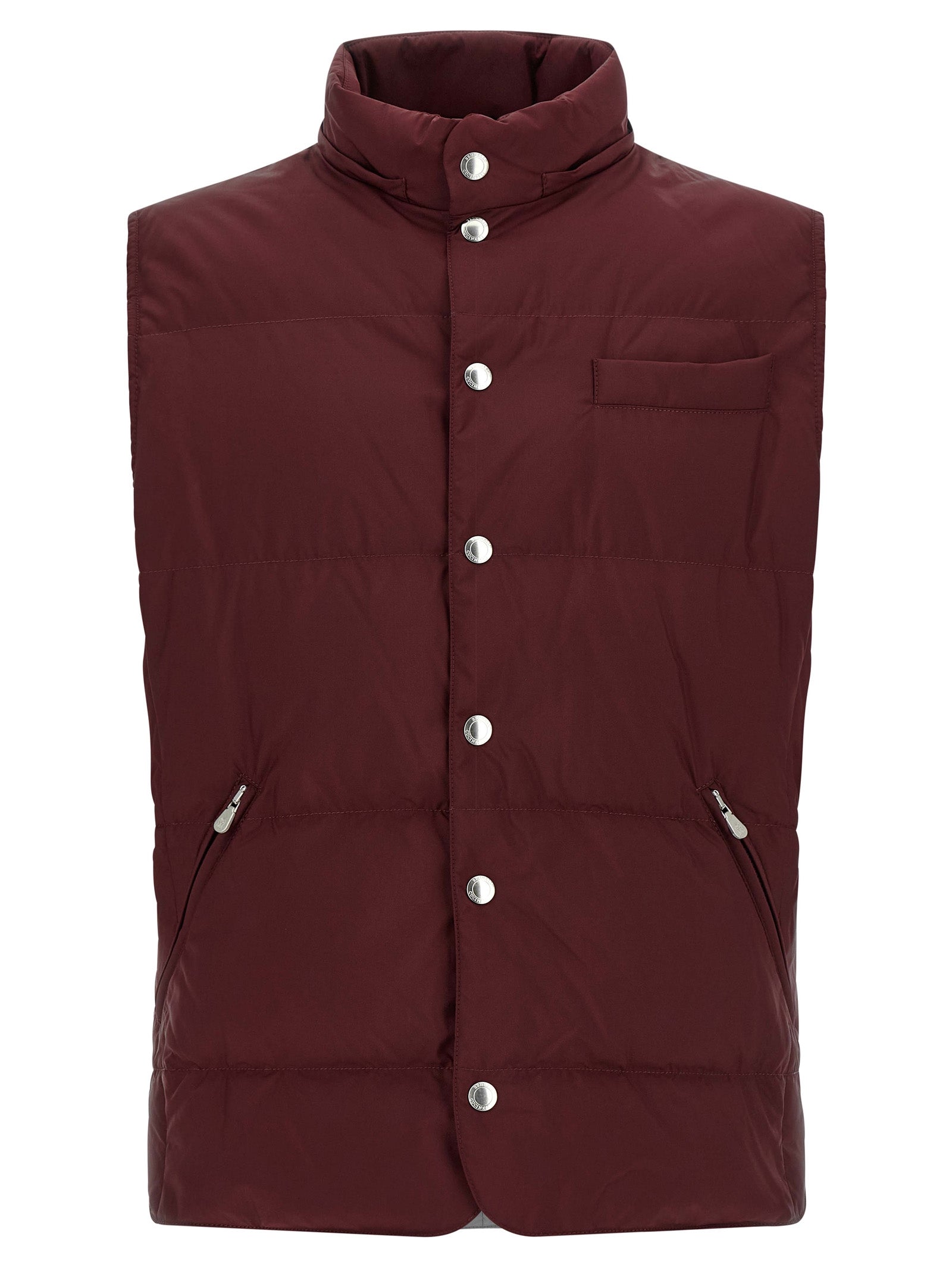 Brunello Cucinelli Bordeaux Polyester Sleeveless Men's Jacket