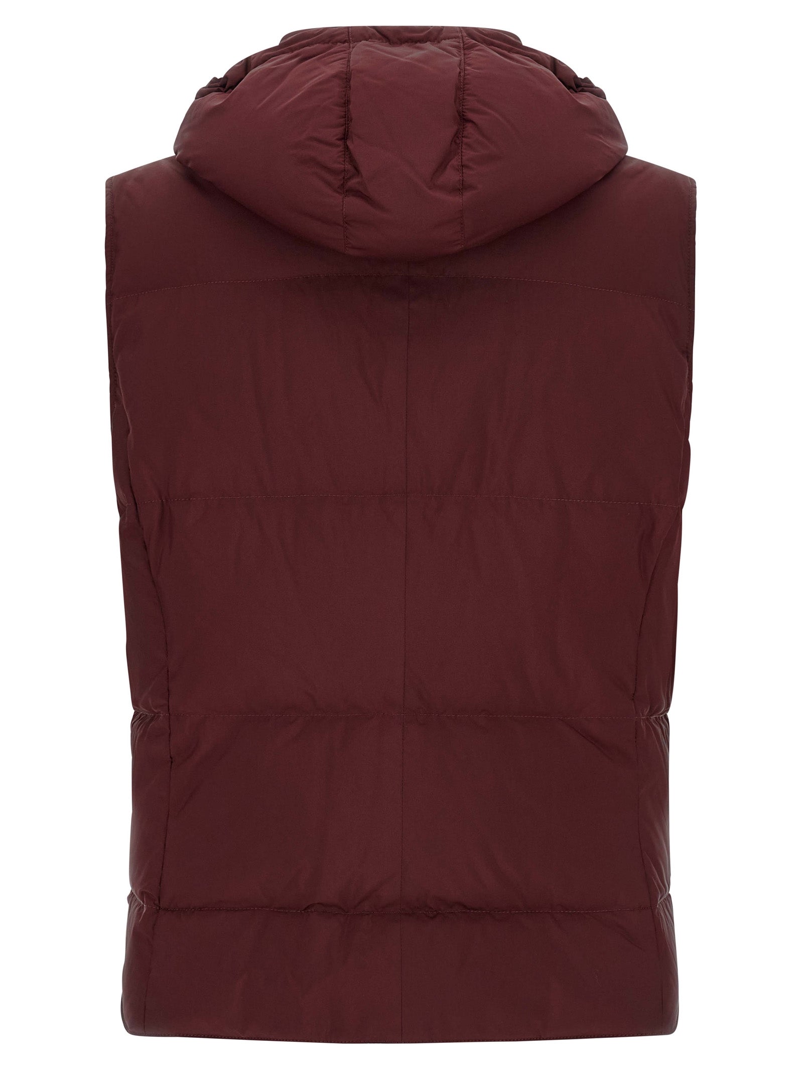 Brunello Cucinelli Bordeaux Polyester Sleeveless Men's Jacket