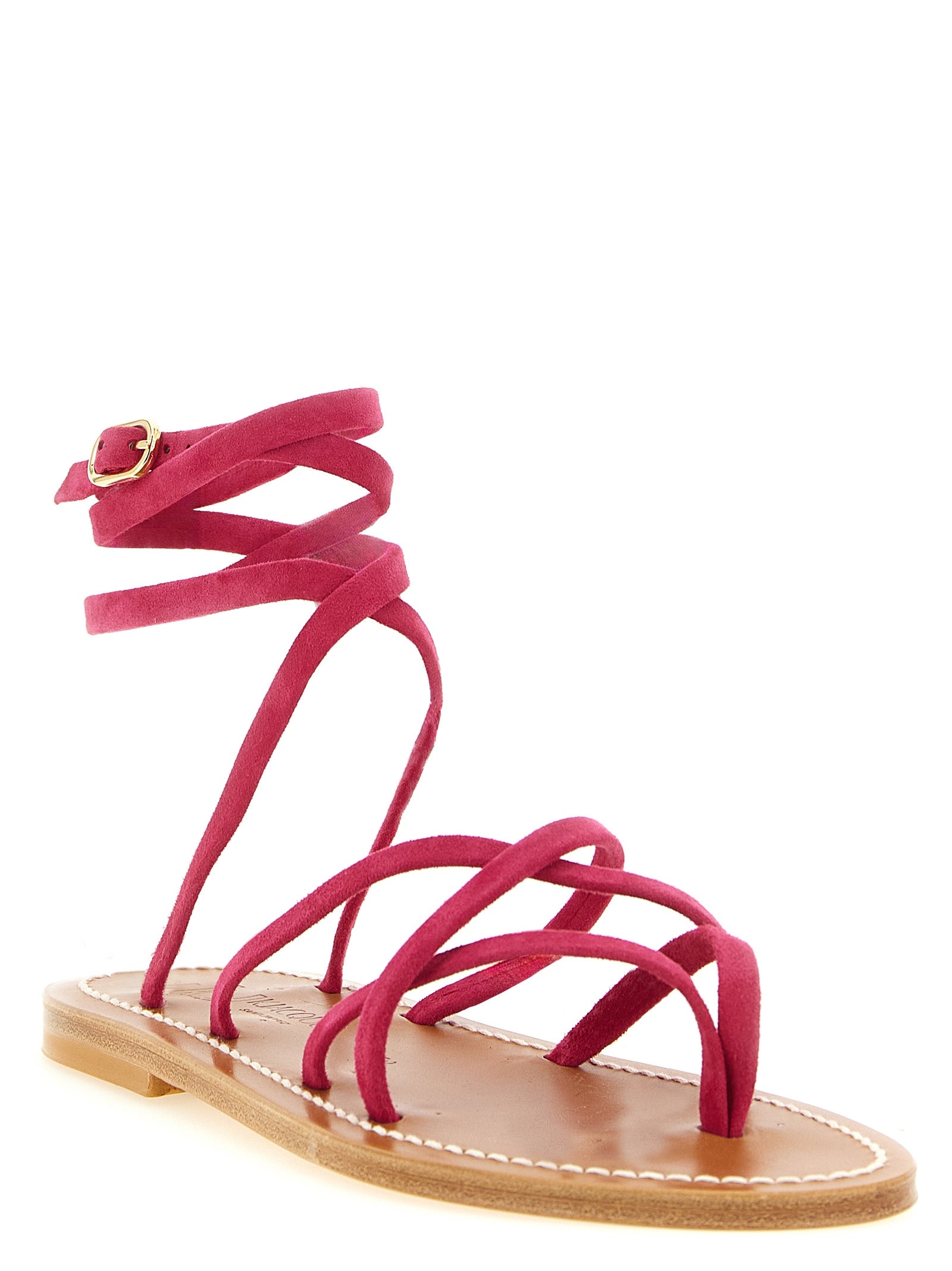 K.JACQUES SAINT TROPEZ Fuchsia Calfskin Flat Women's Sandals