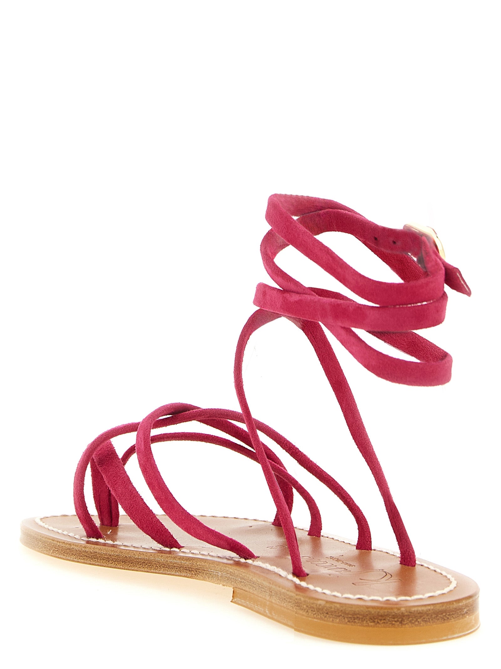 K.JACQUES SAINT TROPEZ Fuchsia Calfskin Flat Women's Sandals