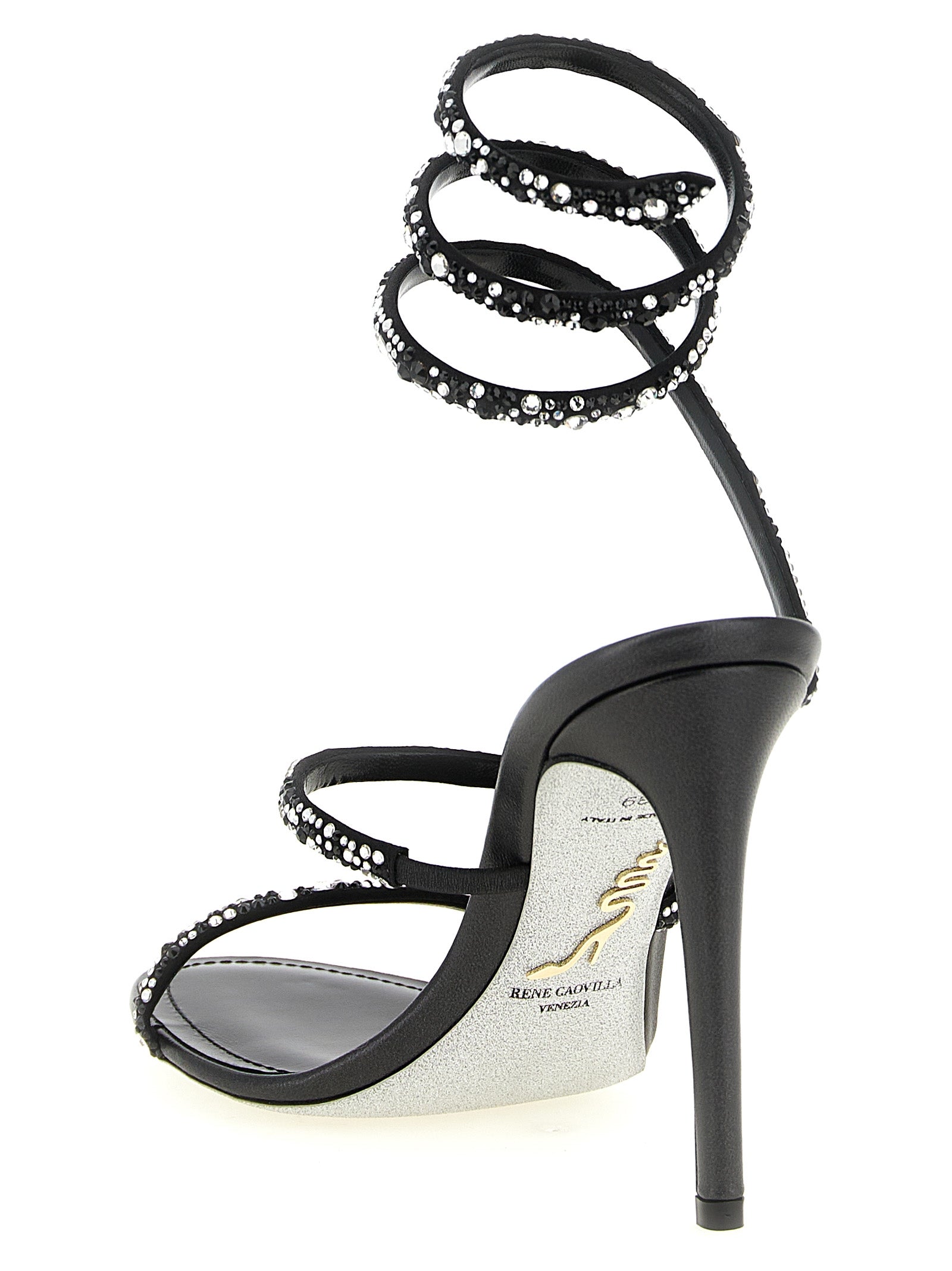 RENE CAOVILLA Bicolor Viscose Stiletto Heel Women's Sandals