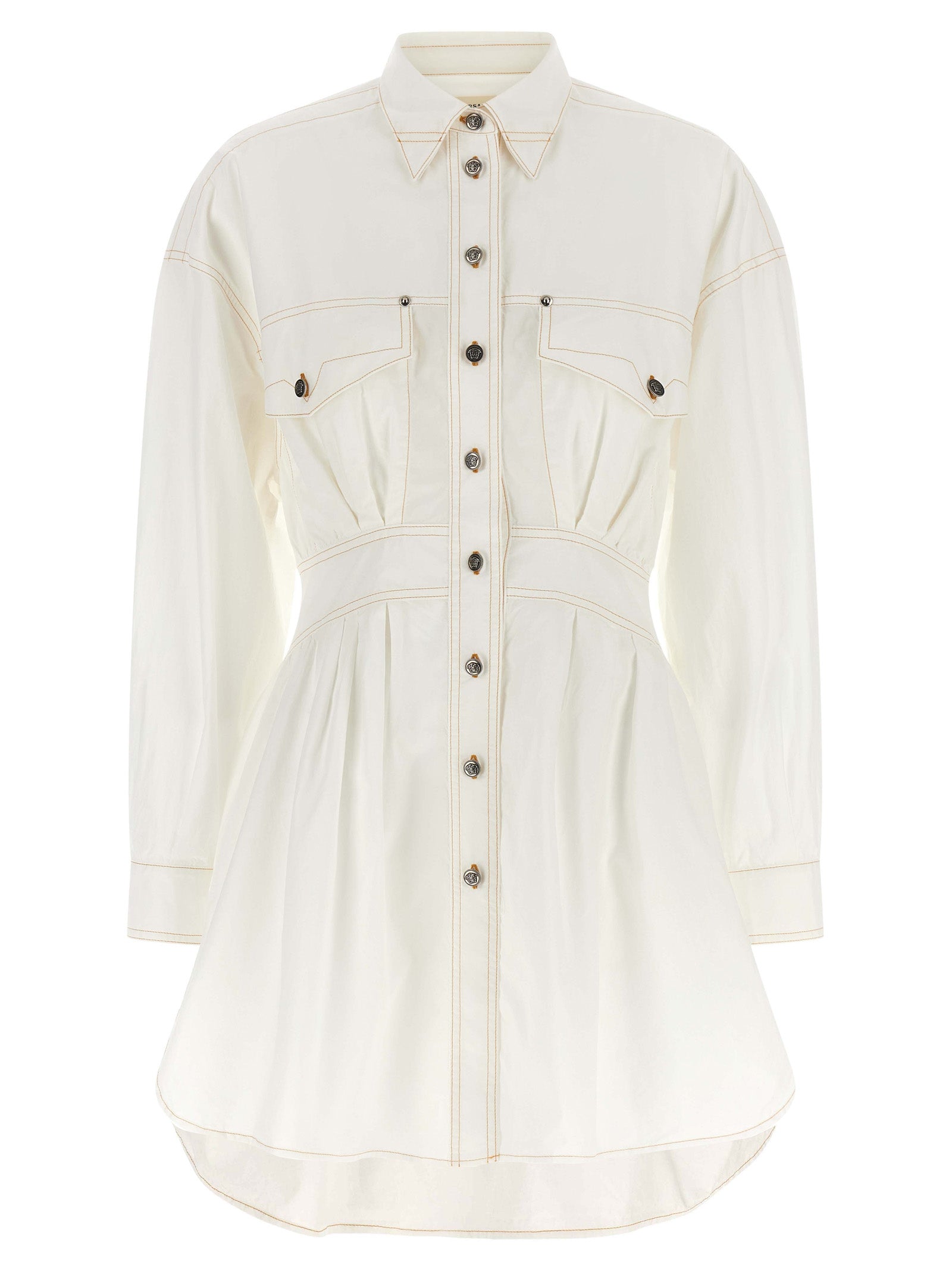 Versace White Cotton Short Women's Dress
