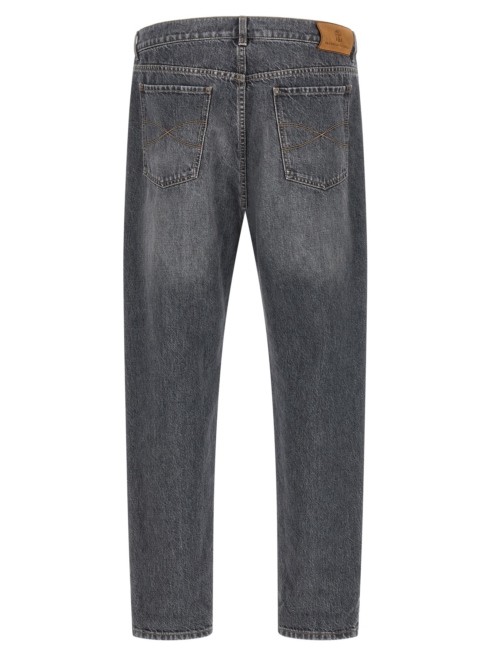 Brunello Cucinelli Gray Cotton Straight-Leg Men's Jeans